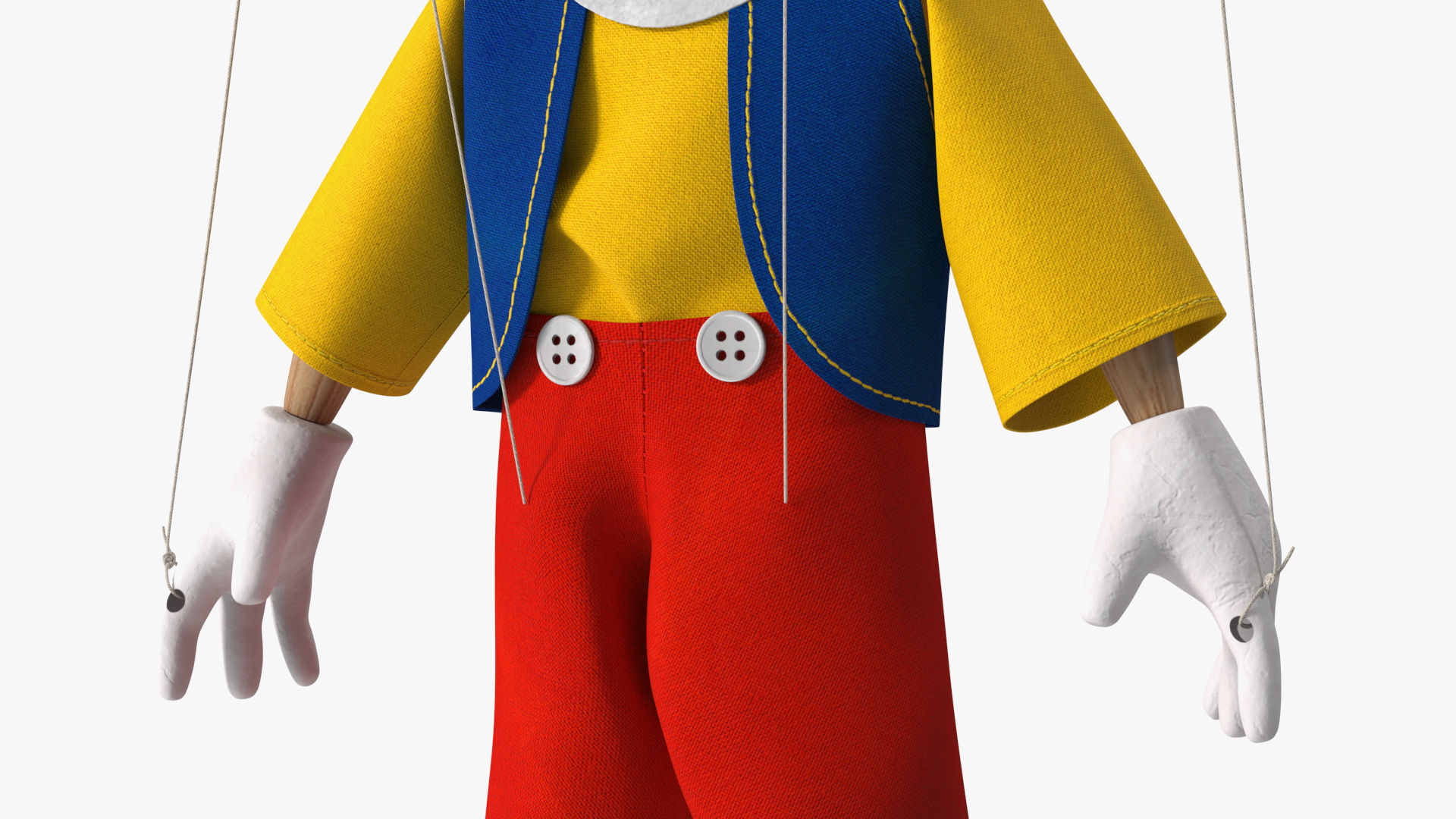 3D model Pinnochio Wooden Marionette Figure Rigged for Cinema 4D