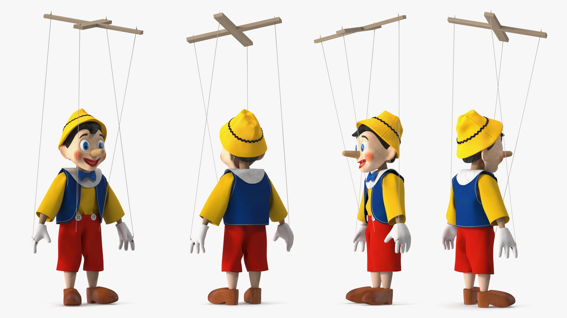 3D model Pinnochio Wooden Marionette Figure Rigged for Cinema 4D