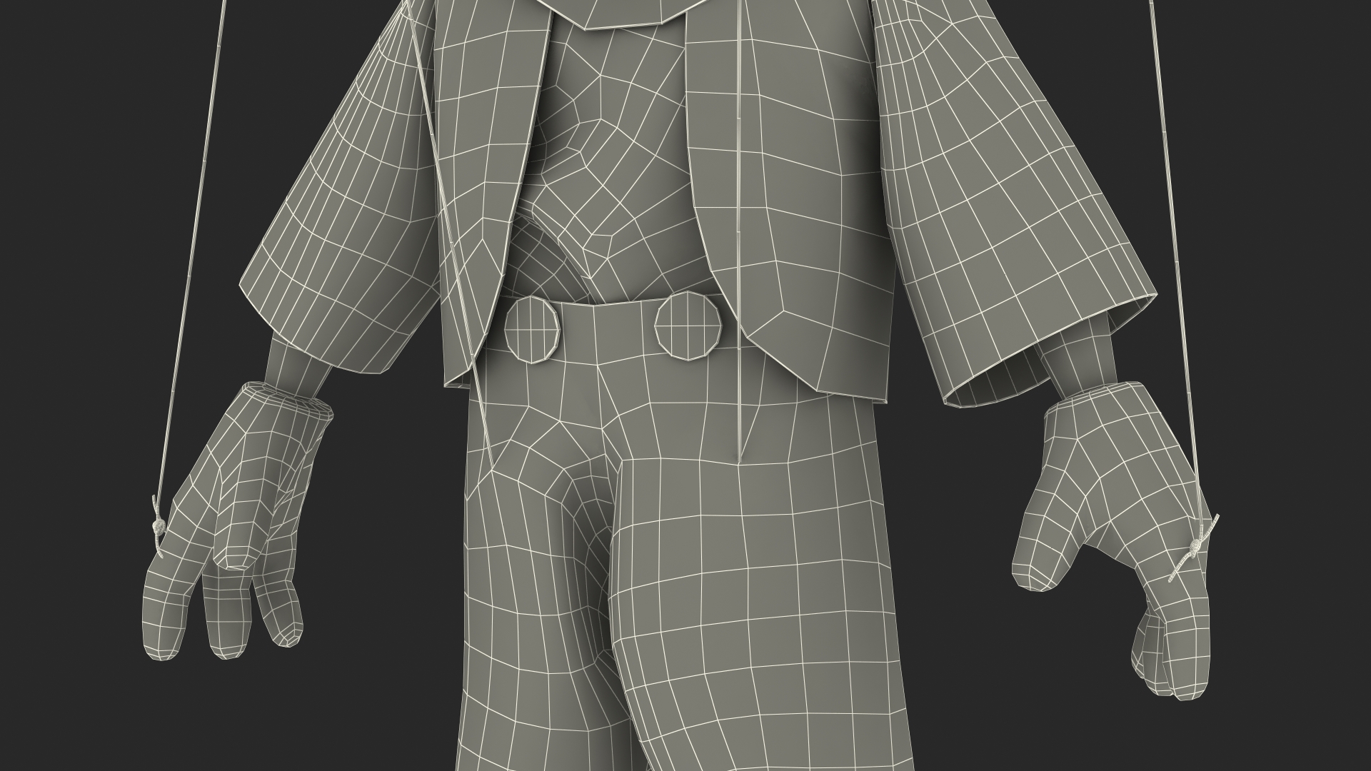 3D model Pinnochio Wooden Marionette Figure Rigged for Cinema 4D