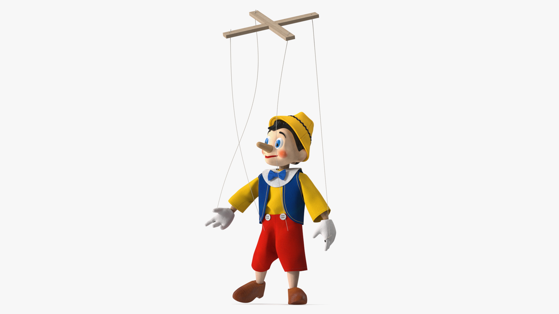 3D model Pinnochio Wooden Marionette Figure Rigged for Cinema 4D