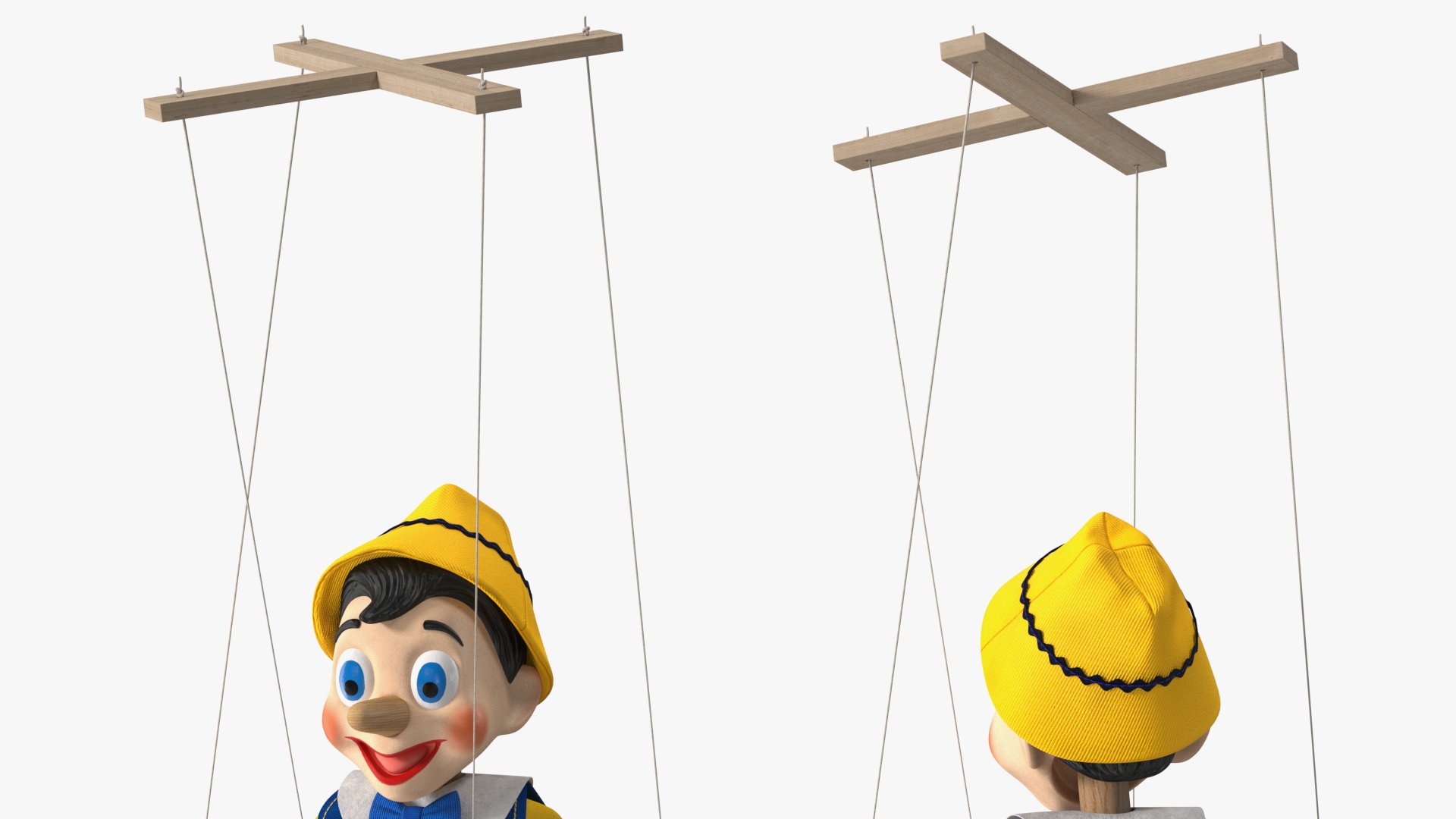 3D model Pinnochio Wooden Marionette Figure Rigged for Cinema 4D