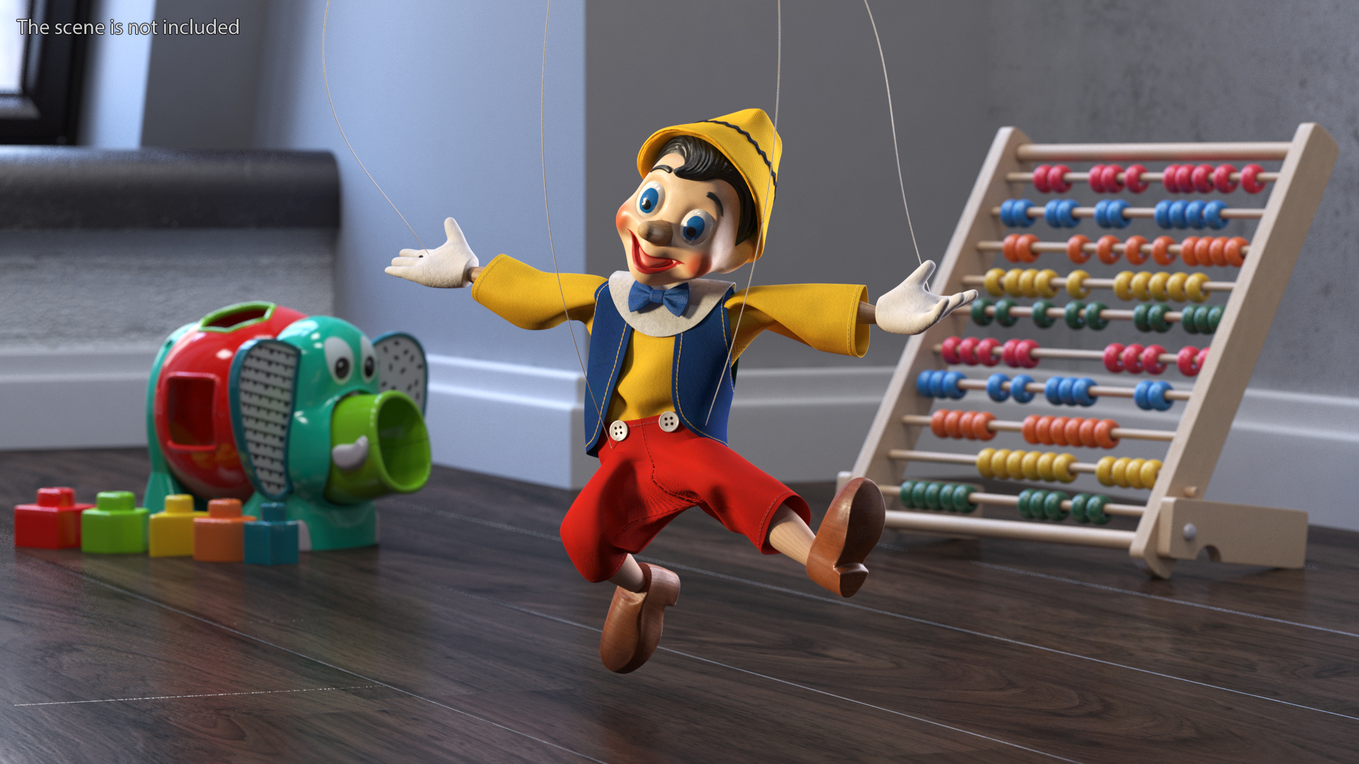 3D model Pinnochio Wooden Marionette Figure Rigged for Cinema 4D