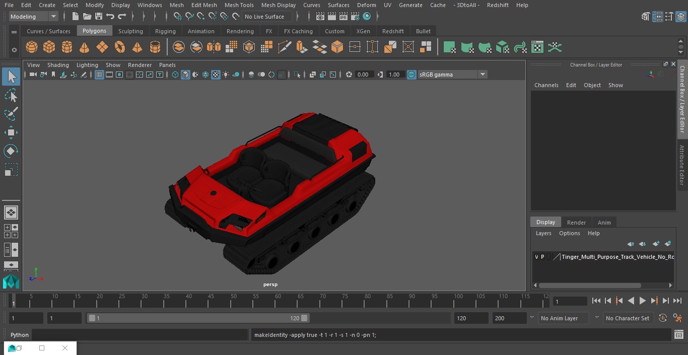 3D Tinger Multi Purpose Track Vehicle No Roof Red