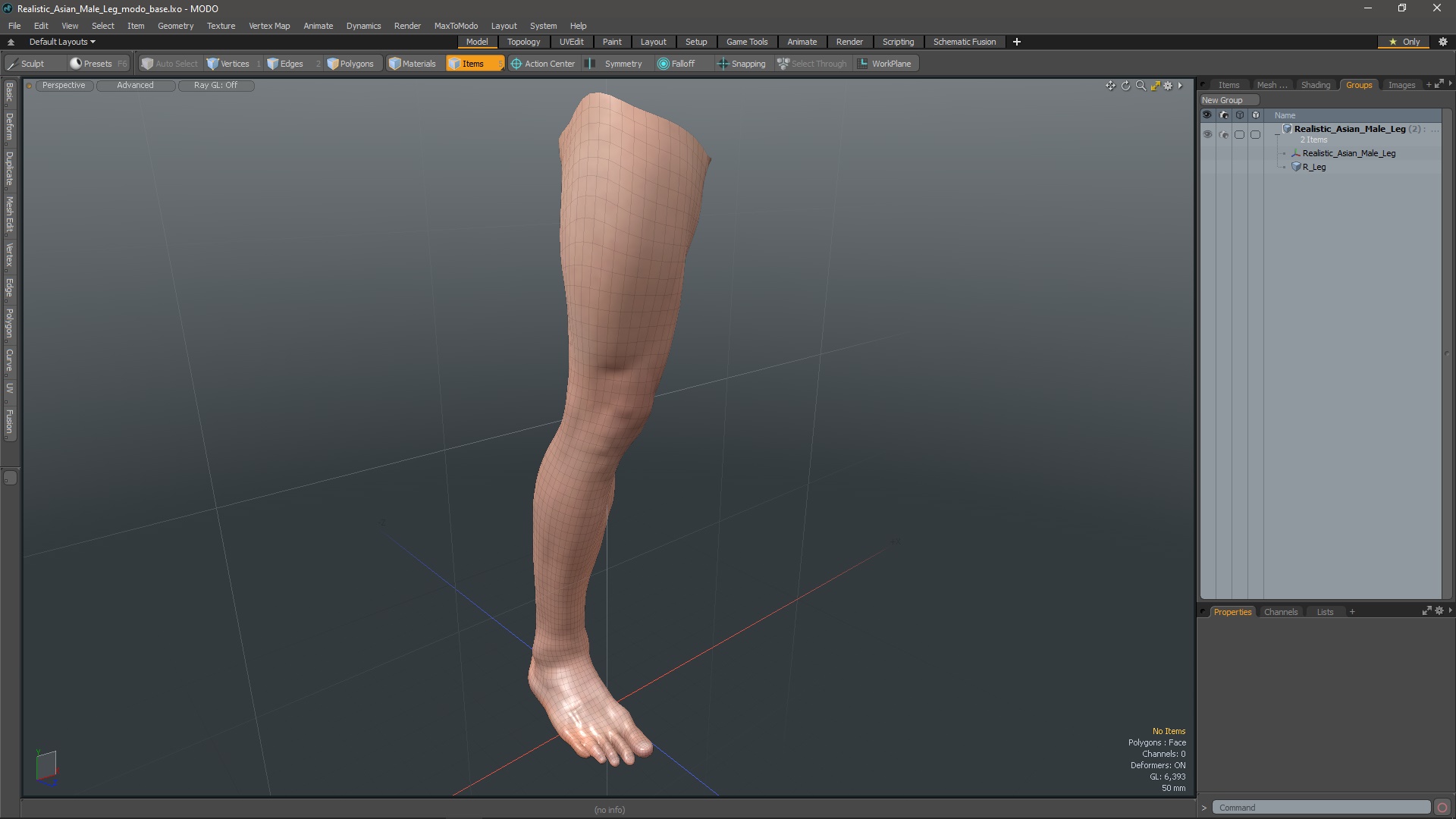 Realistic Asian Male Leg 3D model