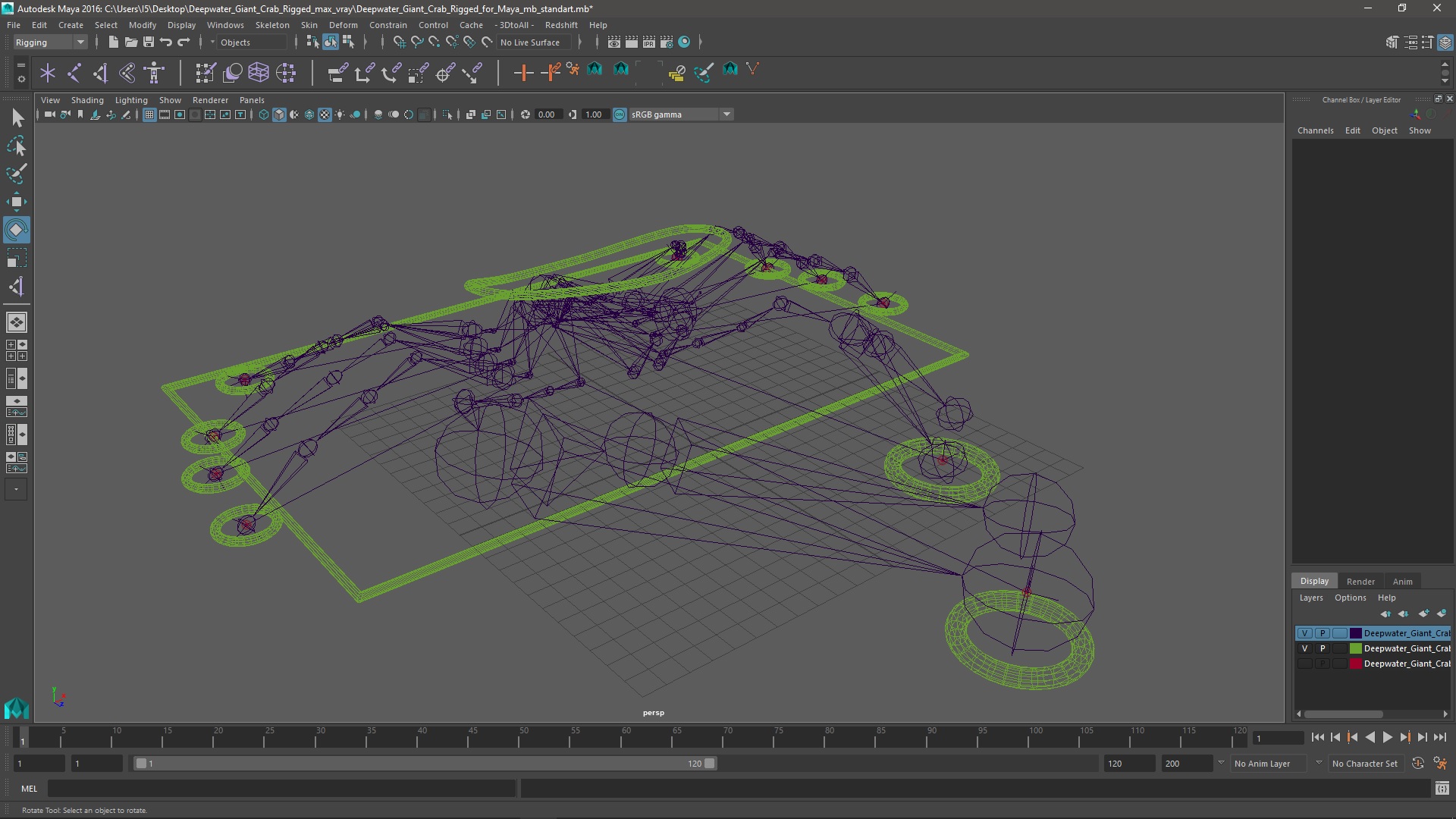 3D Deepwater Giant Crab Rigged for Maya