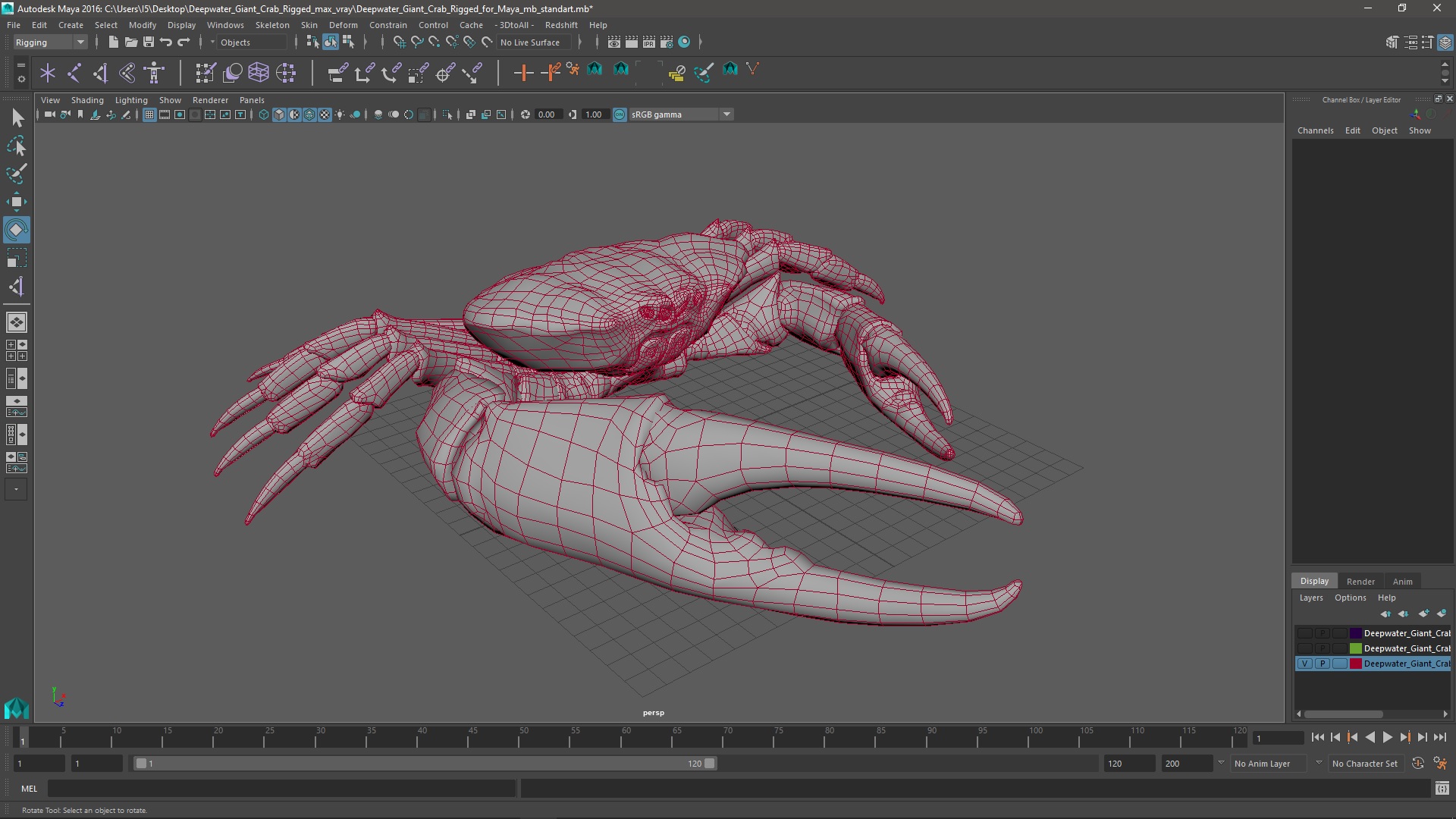 3D Deepwater Giant Crab Rigged for Maya