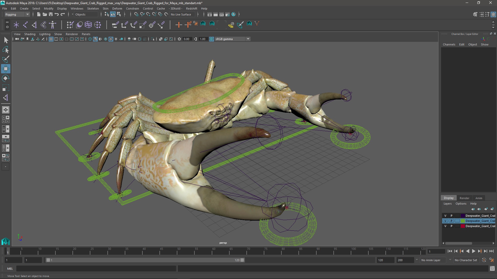 3D Deepwater Giant Crab Rigged for Maya