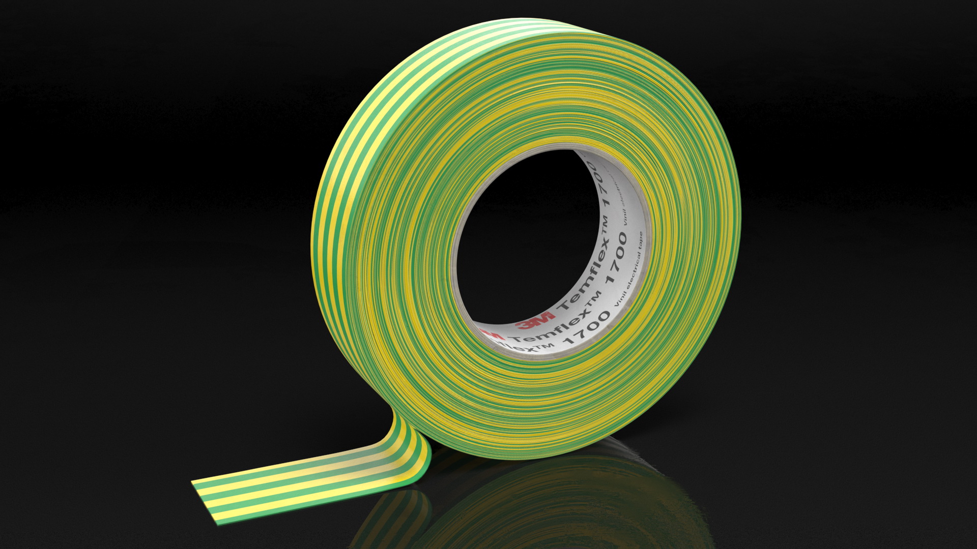3D Temflex 1700 3M Vinyl Electrical Tape Green model