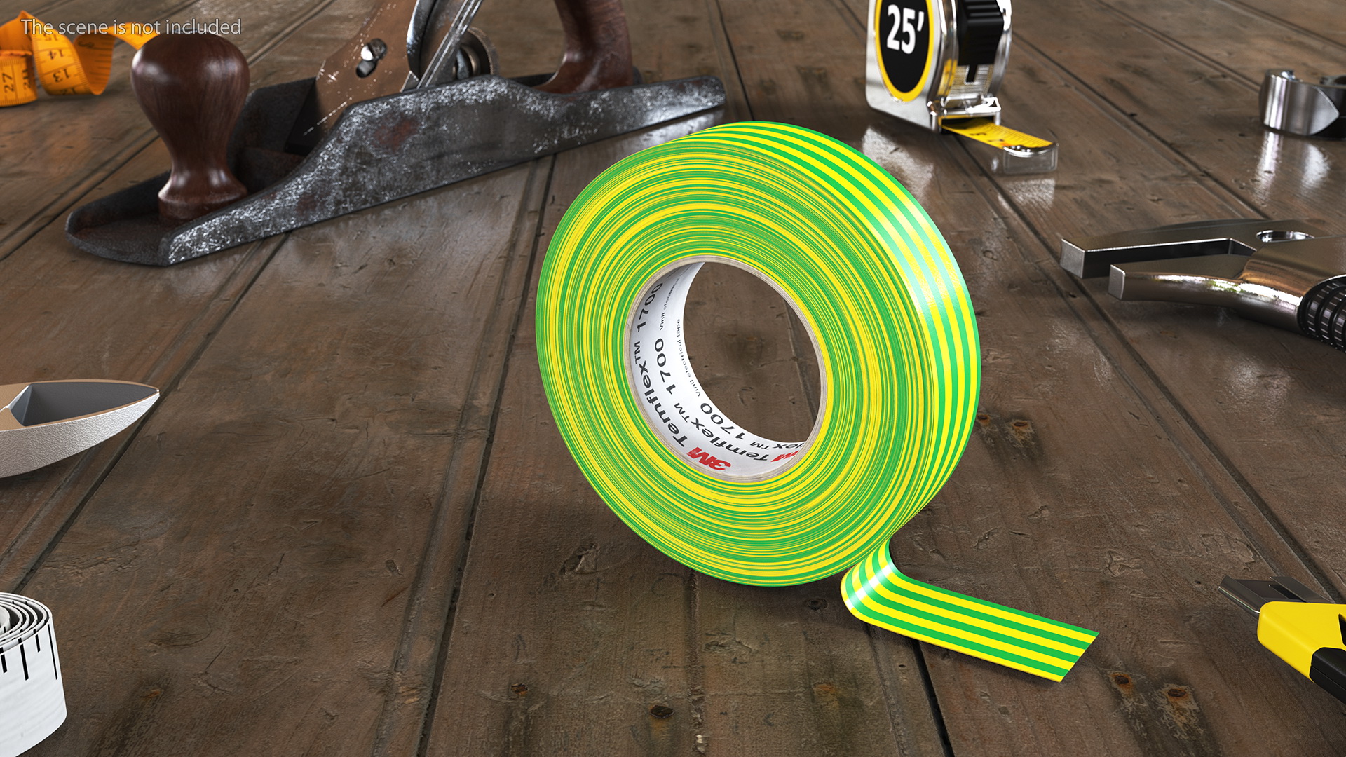 3D Temflex 1700 3M Vinyl Electrical Tape Green model