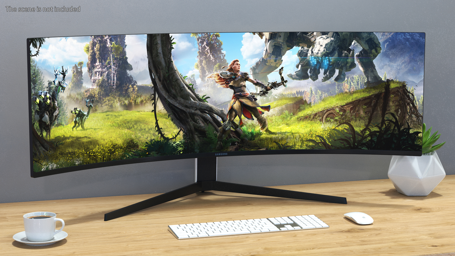 3D Samsung Odyssey G9 Ultrawide Gaming Monitor ON Rigged model