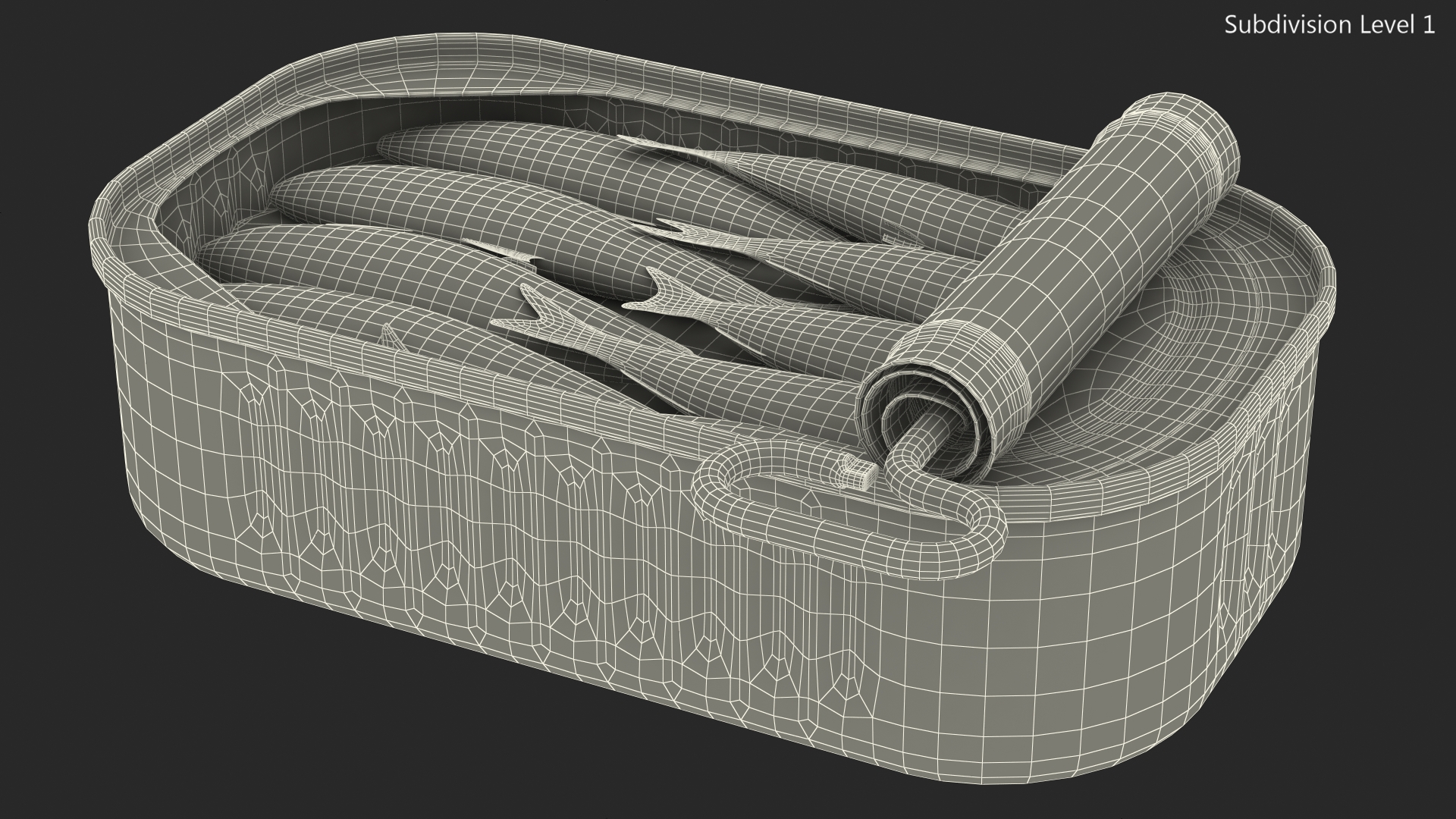3D Canned Sardine Opened with Twist Key