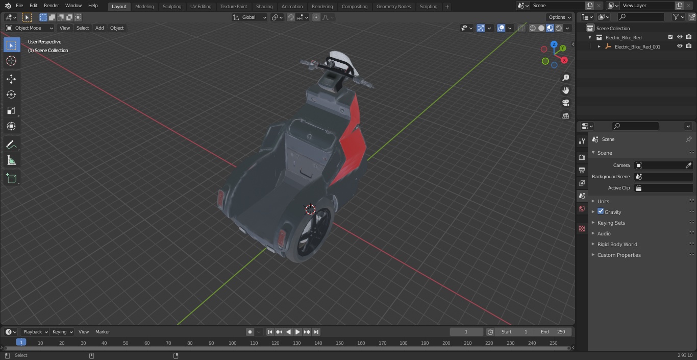 Electric Bike Red 3D