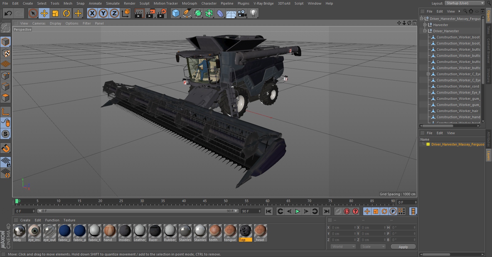 3D Driver Harvester Massey Ferguson Ideal model