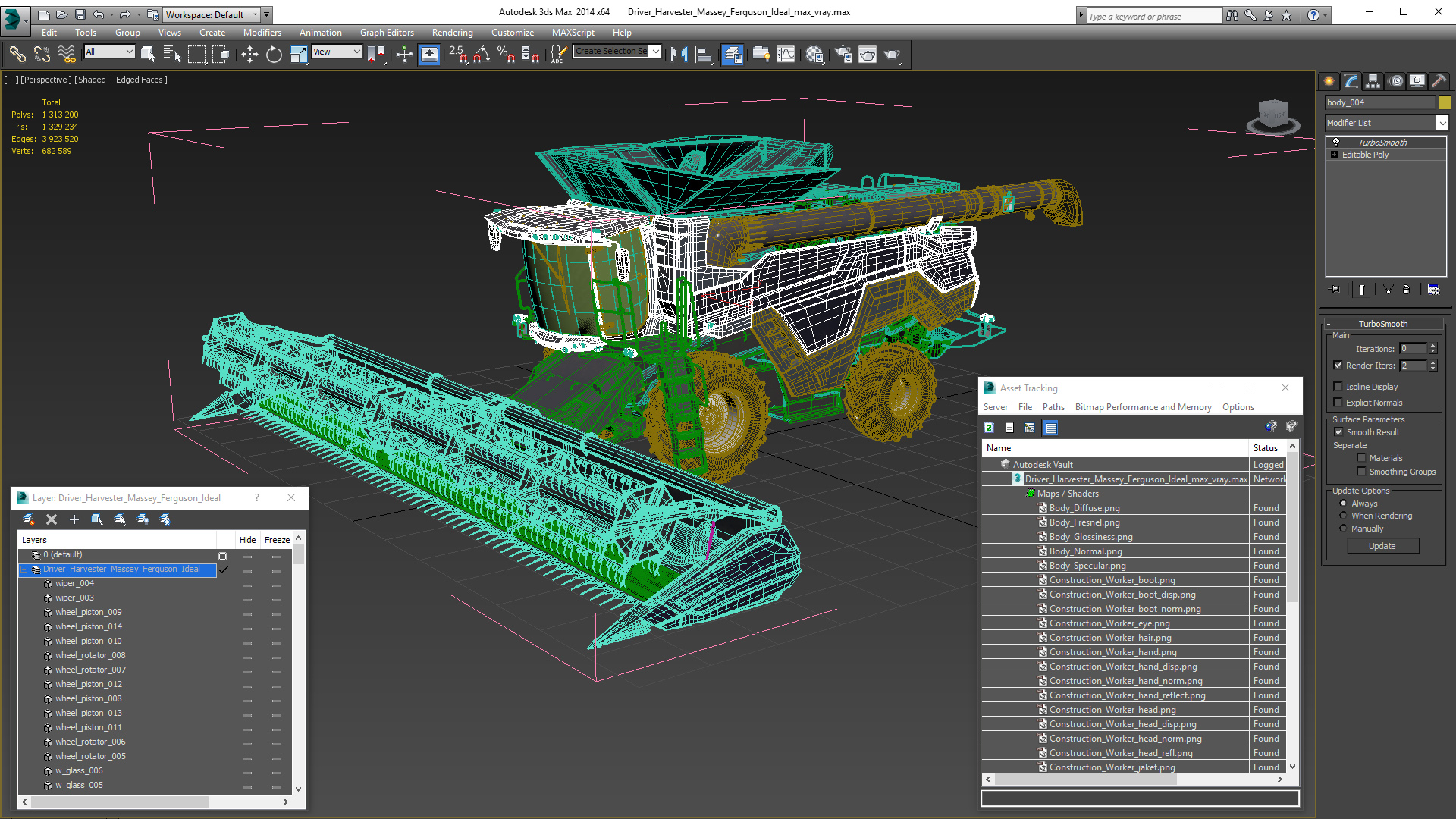 3D Driver Harvester Massey Ferguson Ideal model