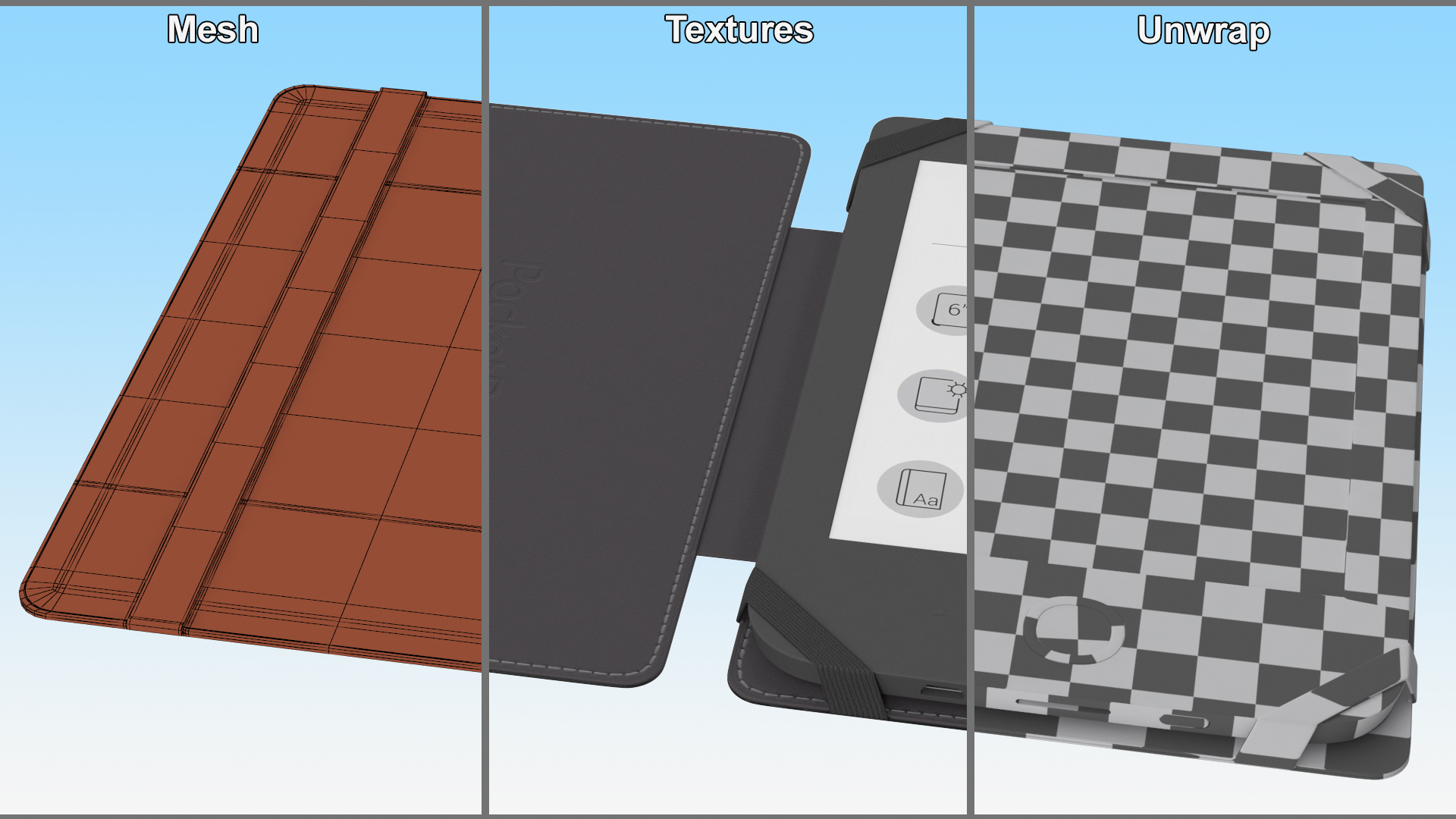 3D model PocketBook 614 Limited Edition Gray with Case