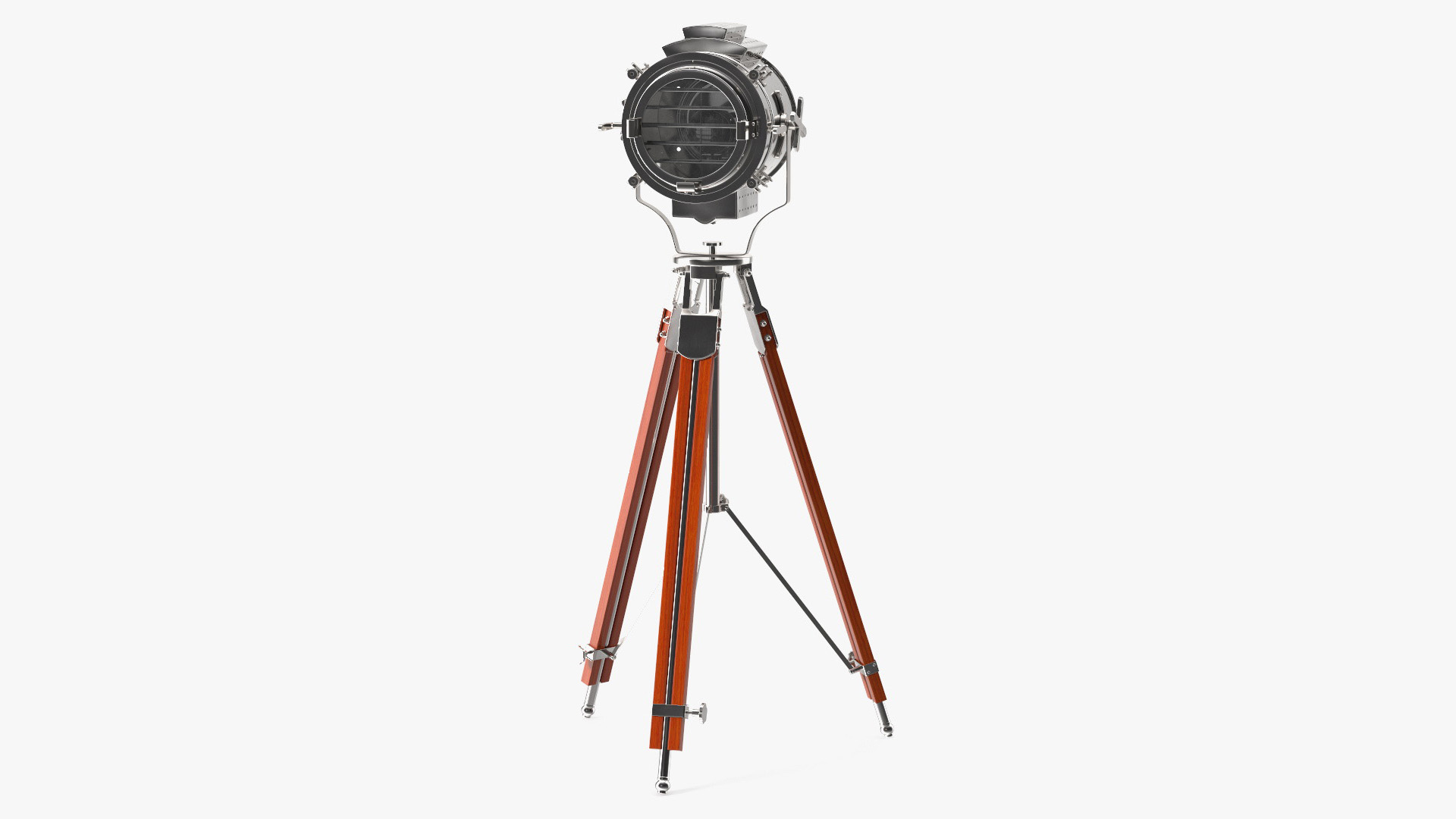 Retro Searchlight Lamp Wooden Tripod Rigged for Modo 3D