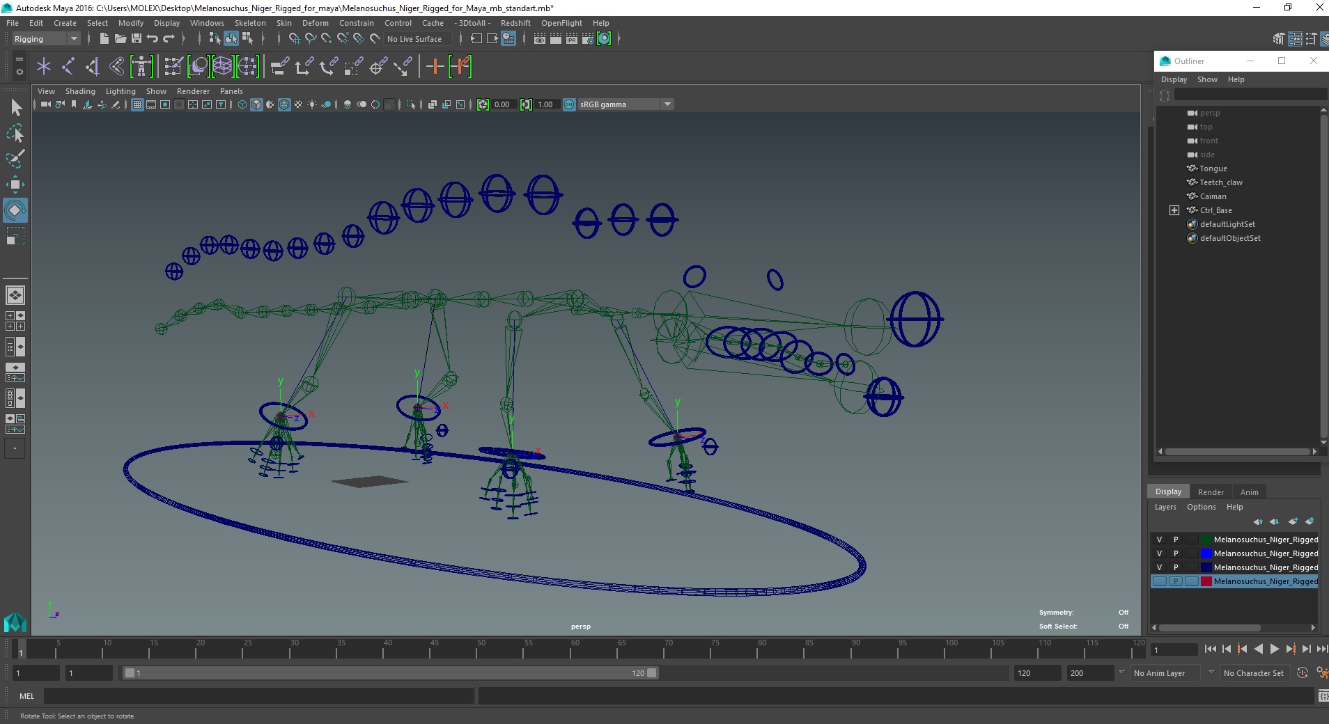 Melanosuchus Niger Rigged for Maya 3D model