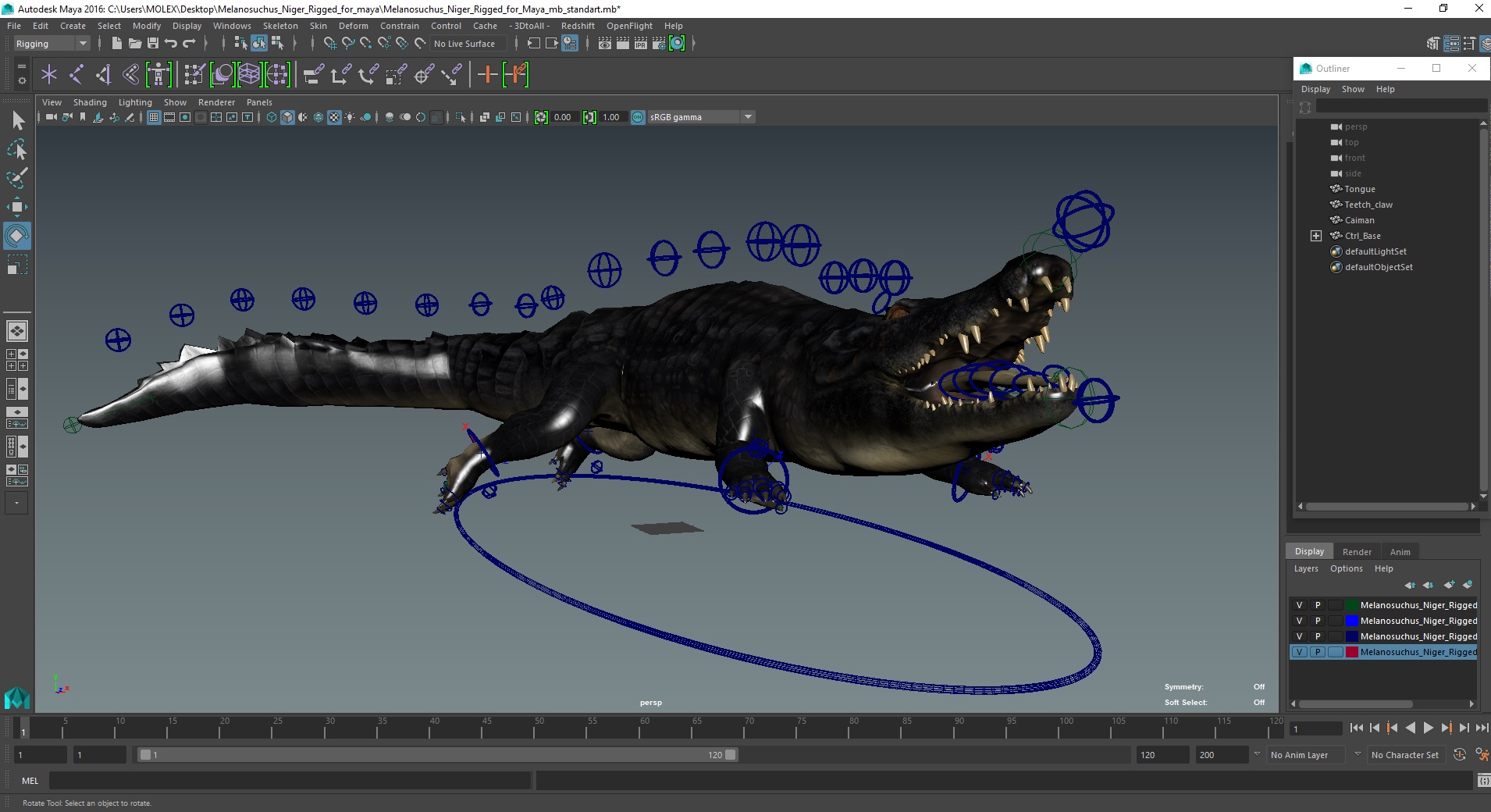 Melanosuchus Niger Rigged for Maya 3D model