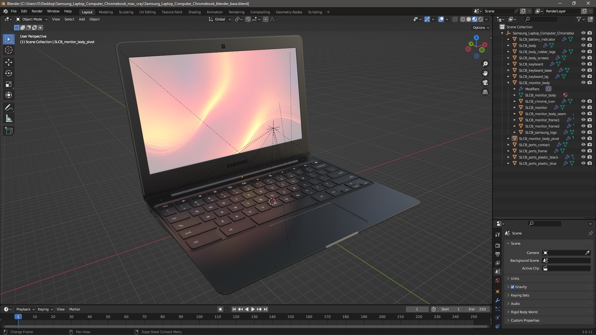 Samsung Laptop Computer Chromebook 3D model