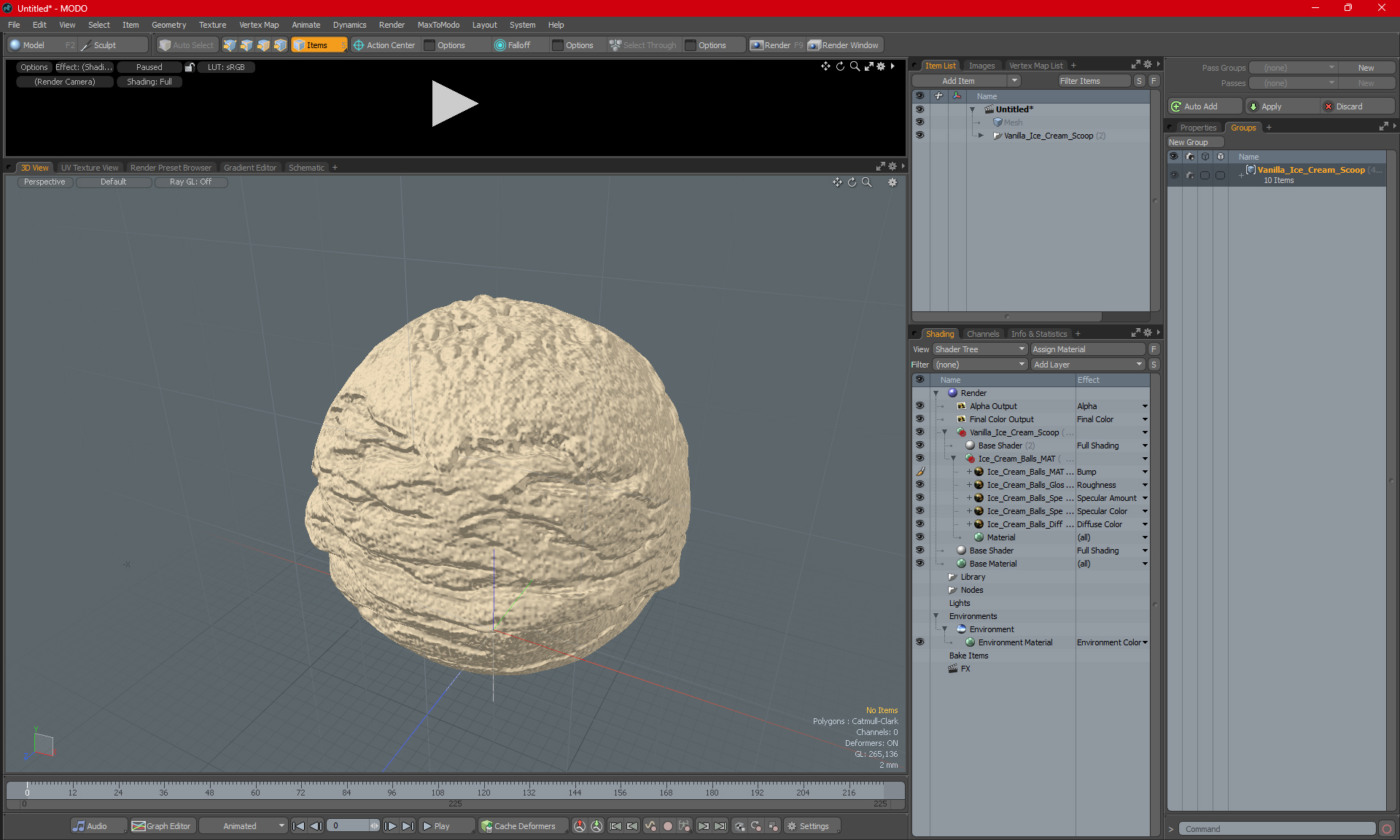 3D Vanilla Ice Cream Scoop model