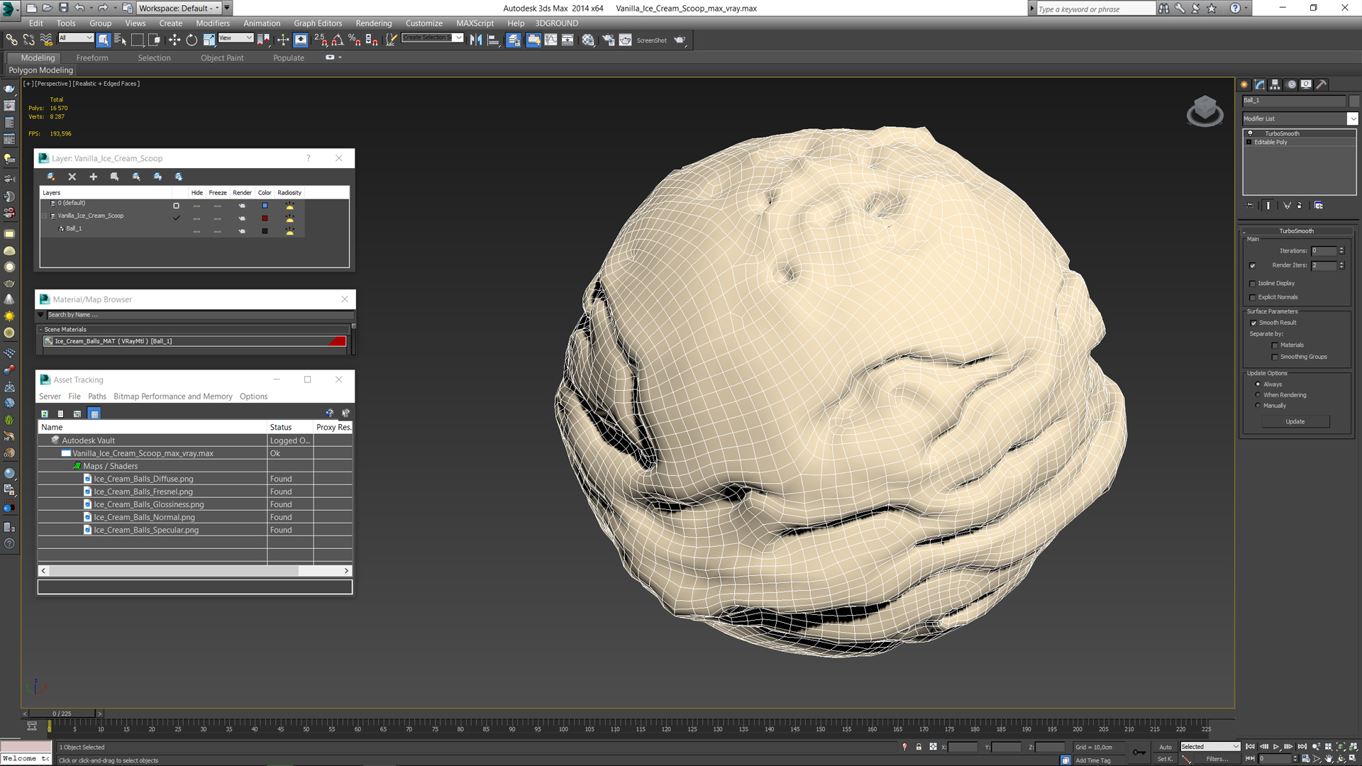 3D Vanilla Ice Cream Scoop model