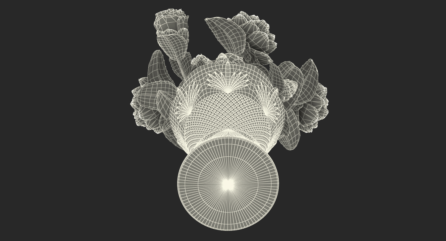 Camellia Bouquet Pink in Vase 3D model