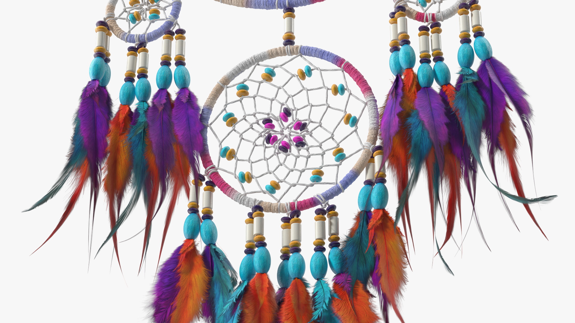 Decorative Dreamcatcher with Four Rings 3D model
