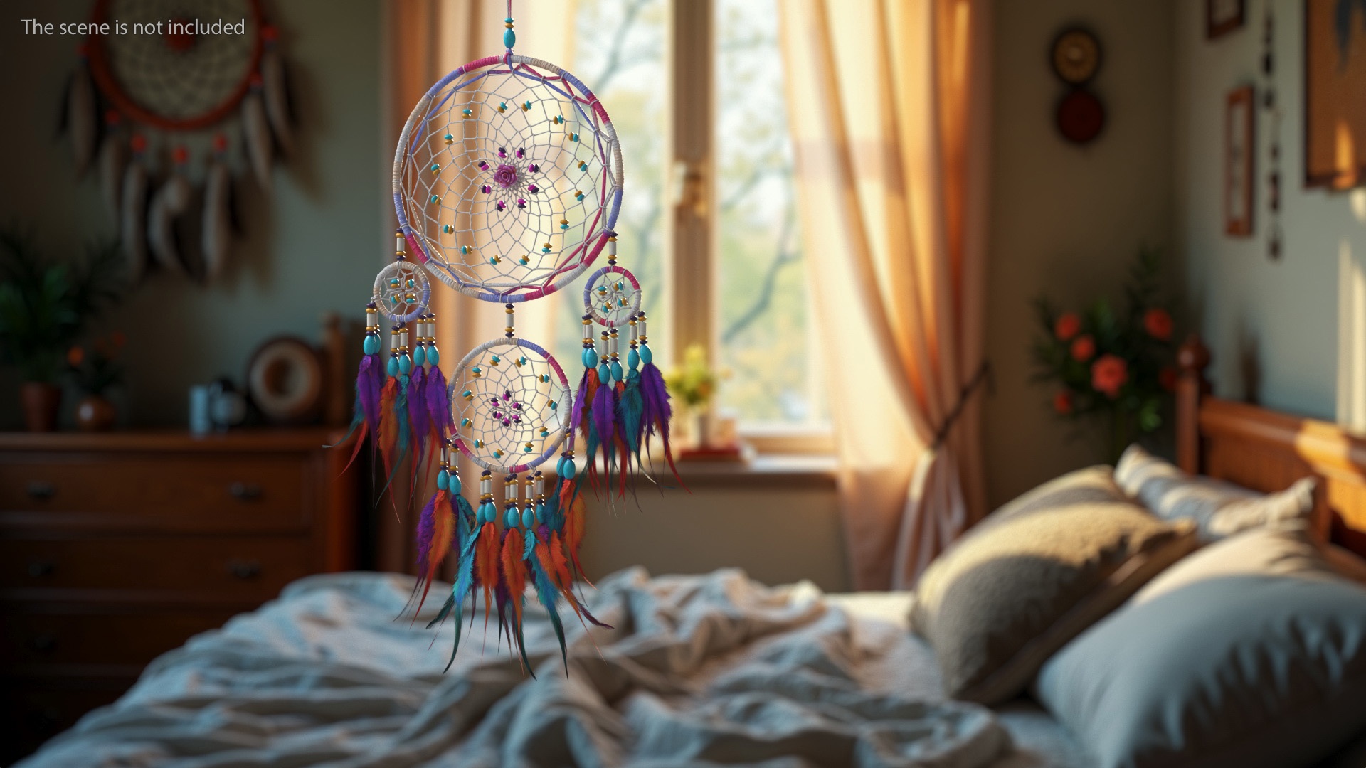 Decorative Dreamcatcher with Four Rings 3D model