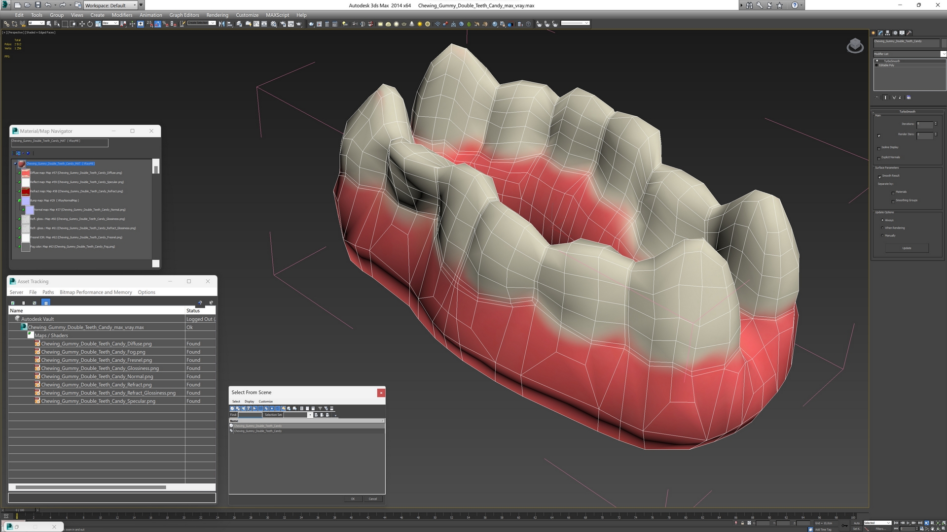 3D model Chewing Gummy Double Teeth Candy for 3D Print