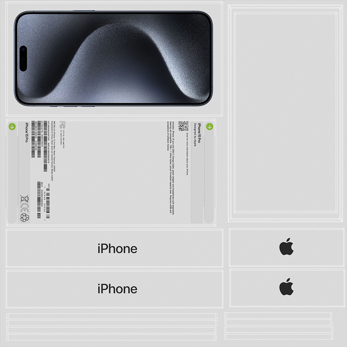 3D Apple iPhone 15 Pro Black Titanium Box model