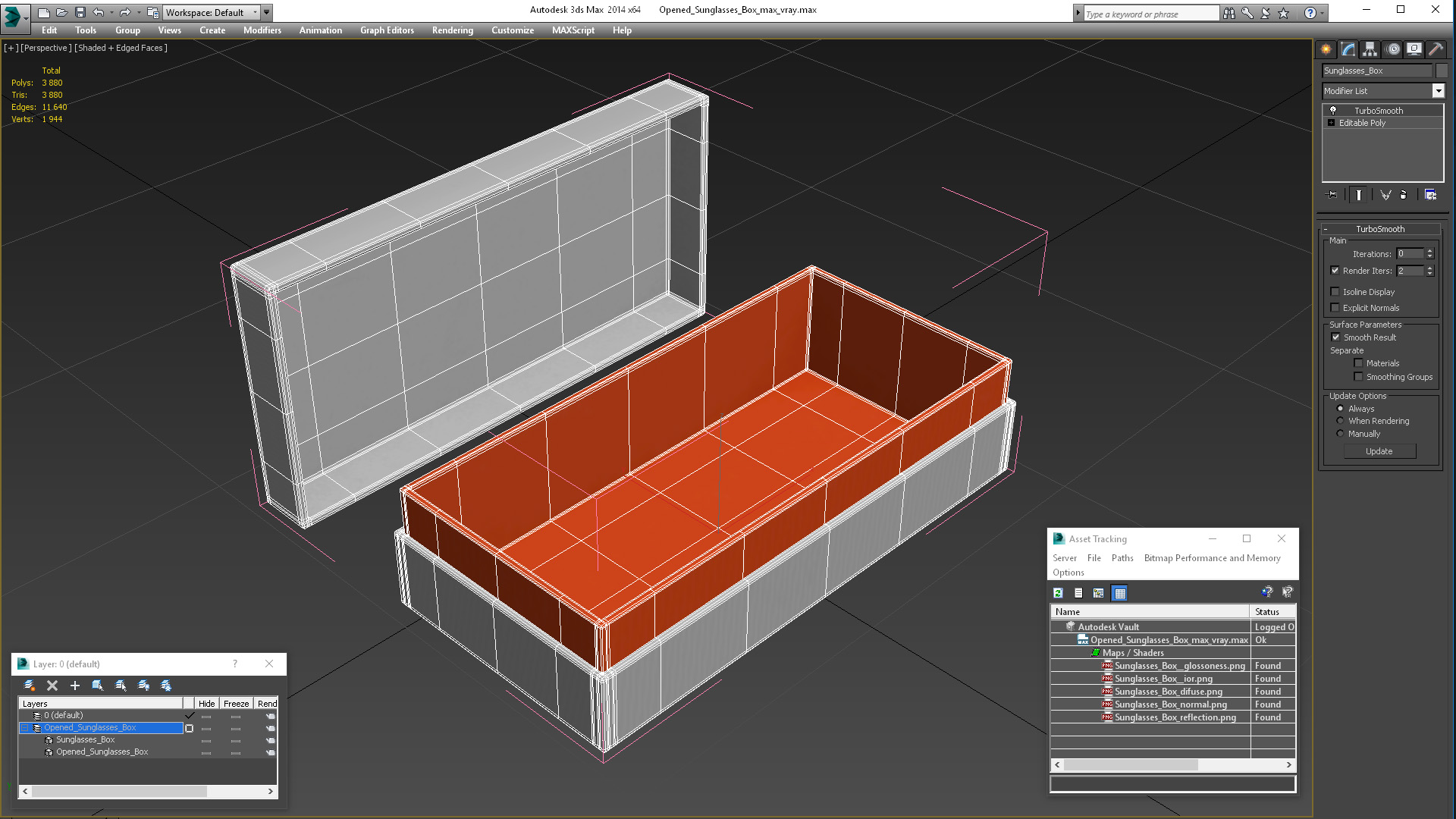 3D Opened Sunglasses Box