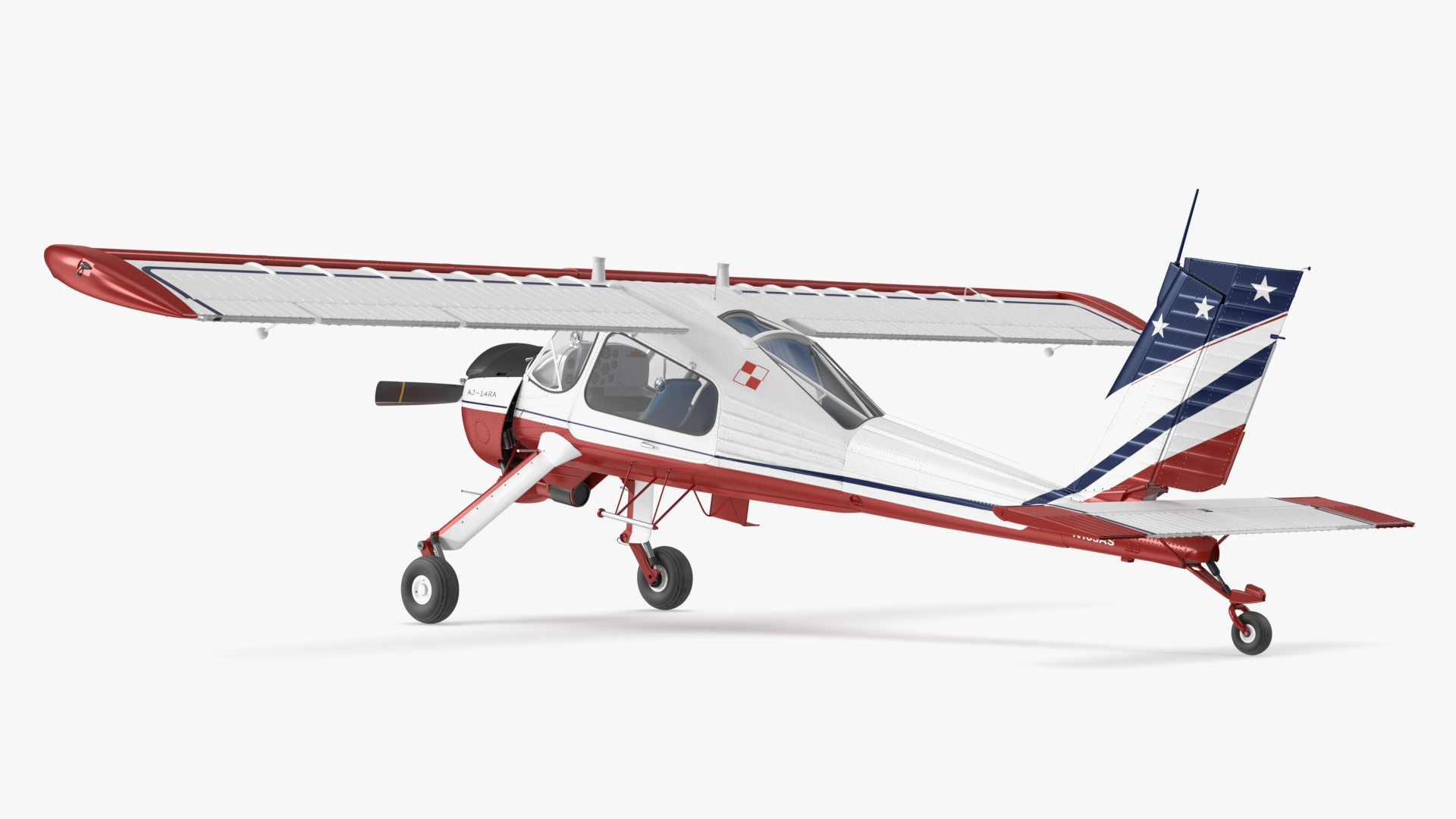 Airplane Wilga PZL 104 Flag Color Simple Interior 3D model