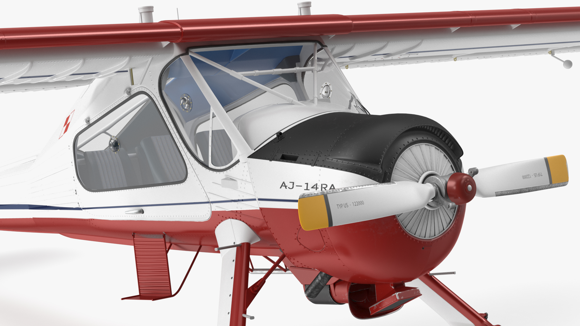 Airplane Wilga PZL 104 Flag Color Simple Interior 3D model