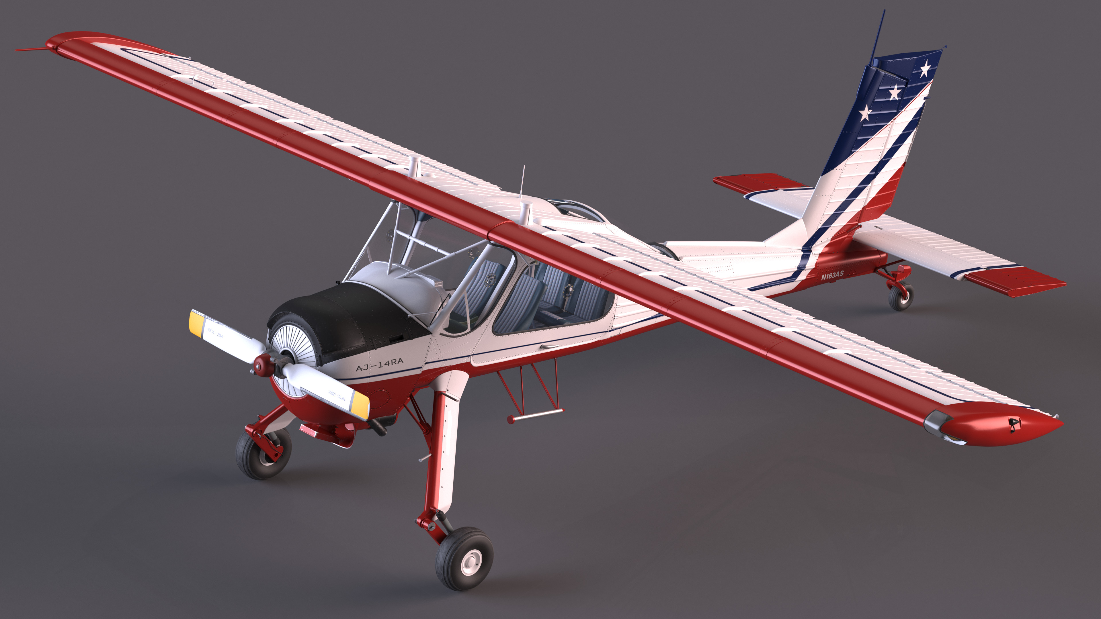Airplane Wilga PZL 104 Flag Color Simple Interior 3D model