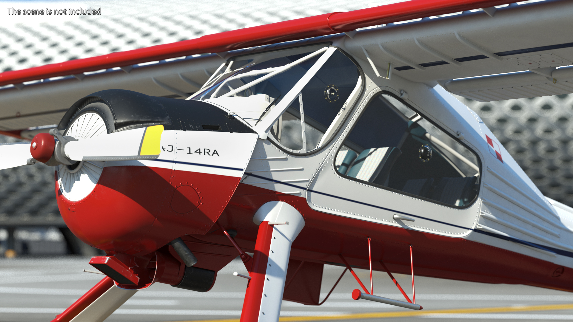 Airplane Wilga PZL 104 Flag Color Simple Interior 3D model
