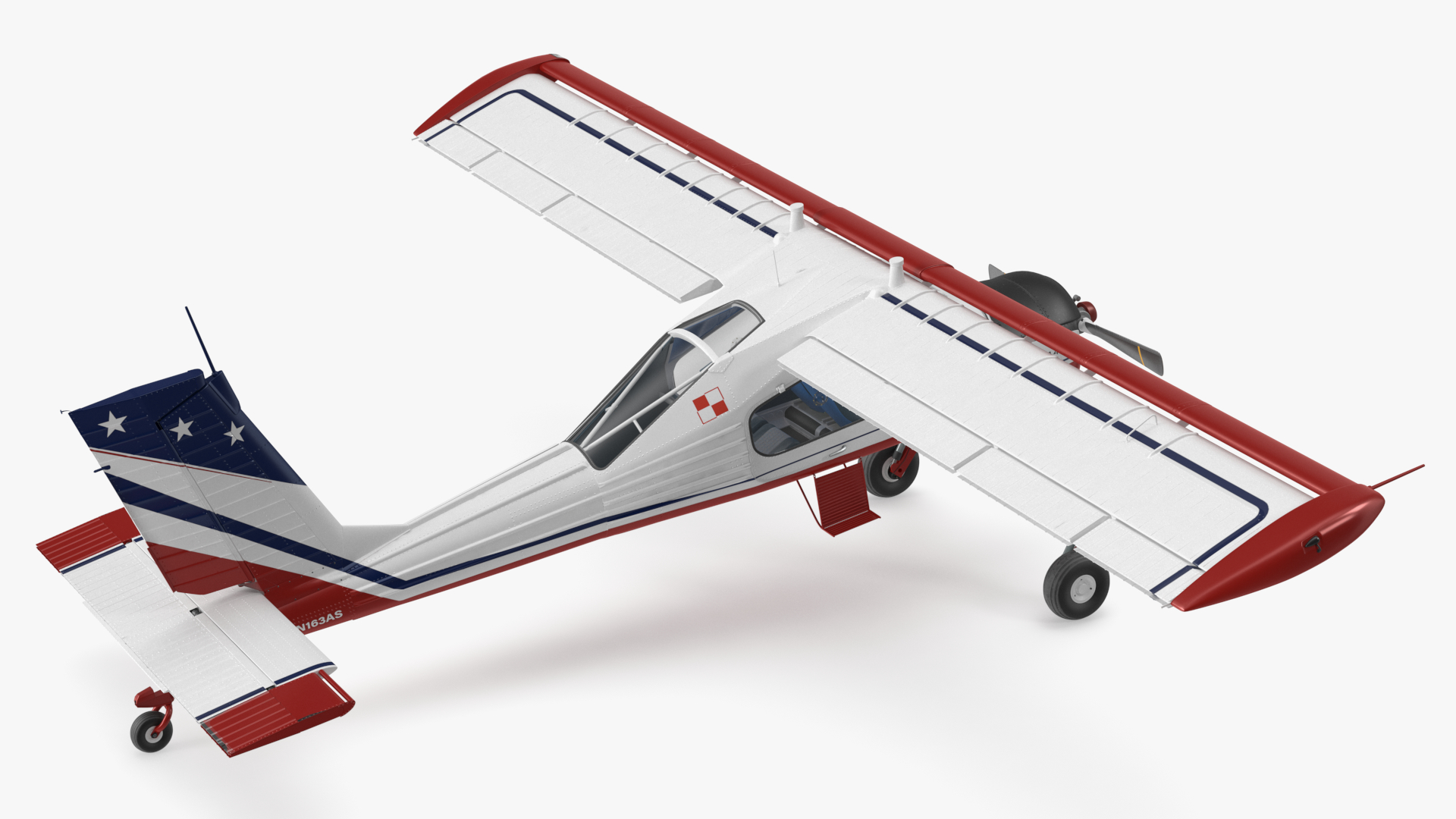 Airplane Wilga PZL 104 Flag Color Simple Interior 3D model