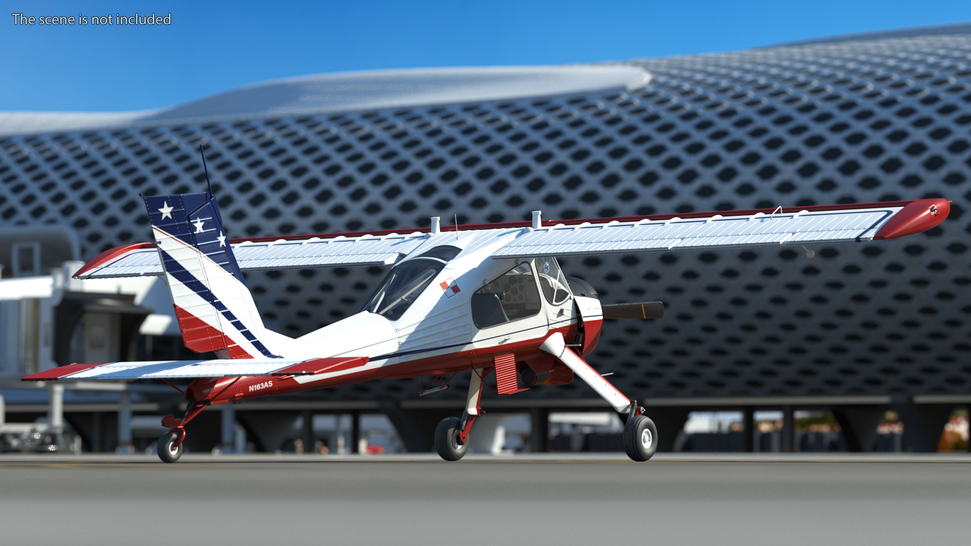 Airplane Wilga PZL 104 Flag Color Simple Interior 3D model