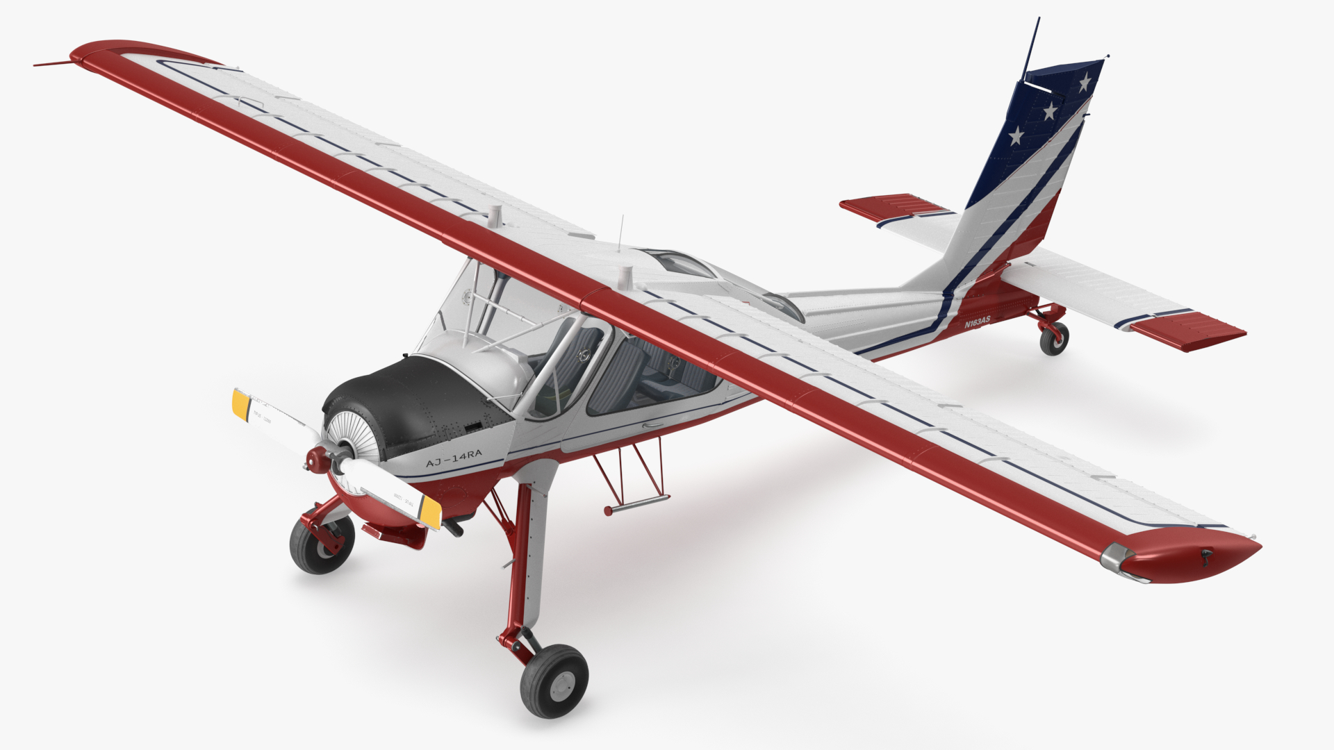 Airplane Wilga PZL 104 Flag Color Simple Interior 3D model