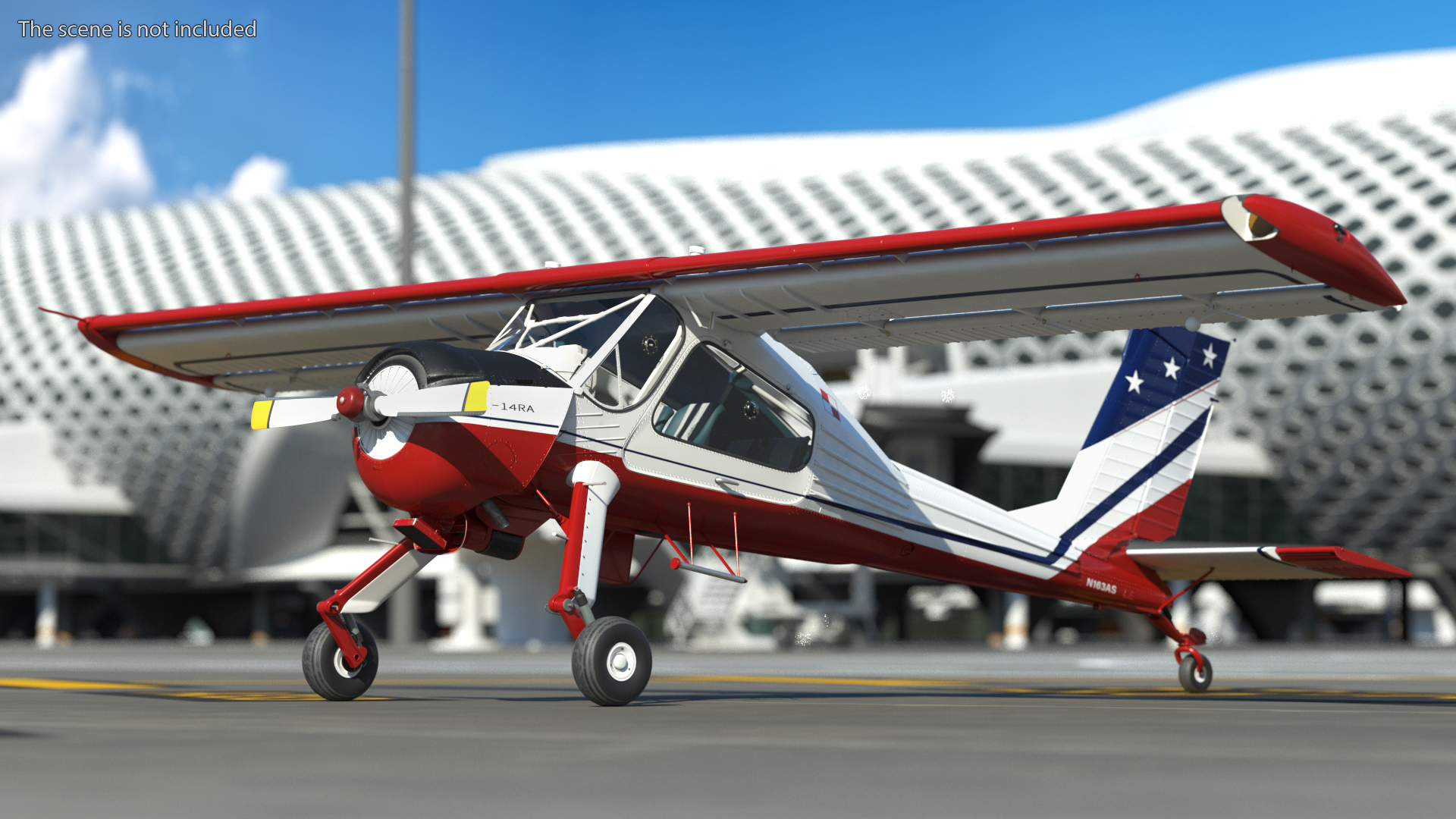 Airplane Wilga PZL 104 Flag Color Simple Interior 3D model