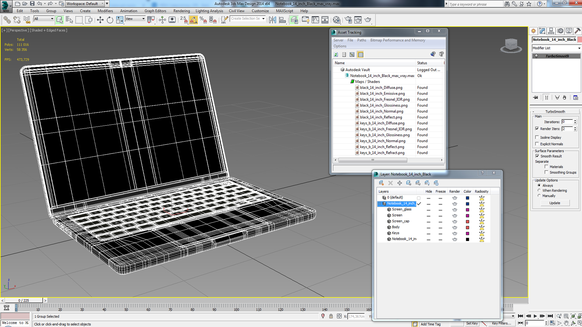 Notebook 14 inch Black 3D