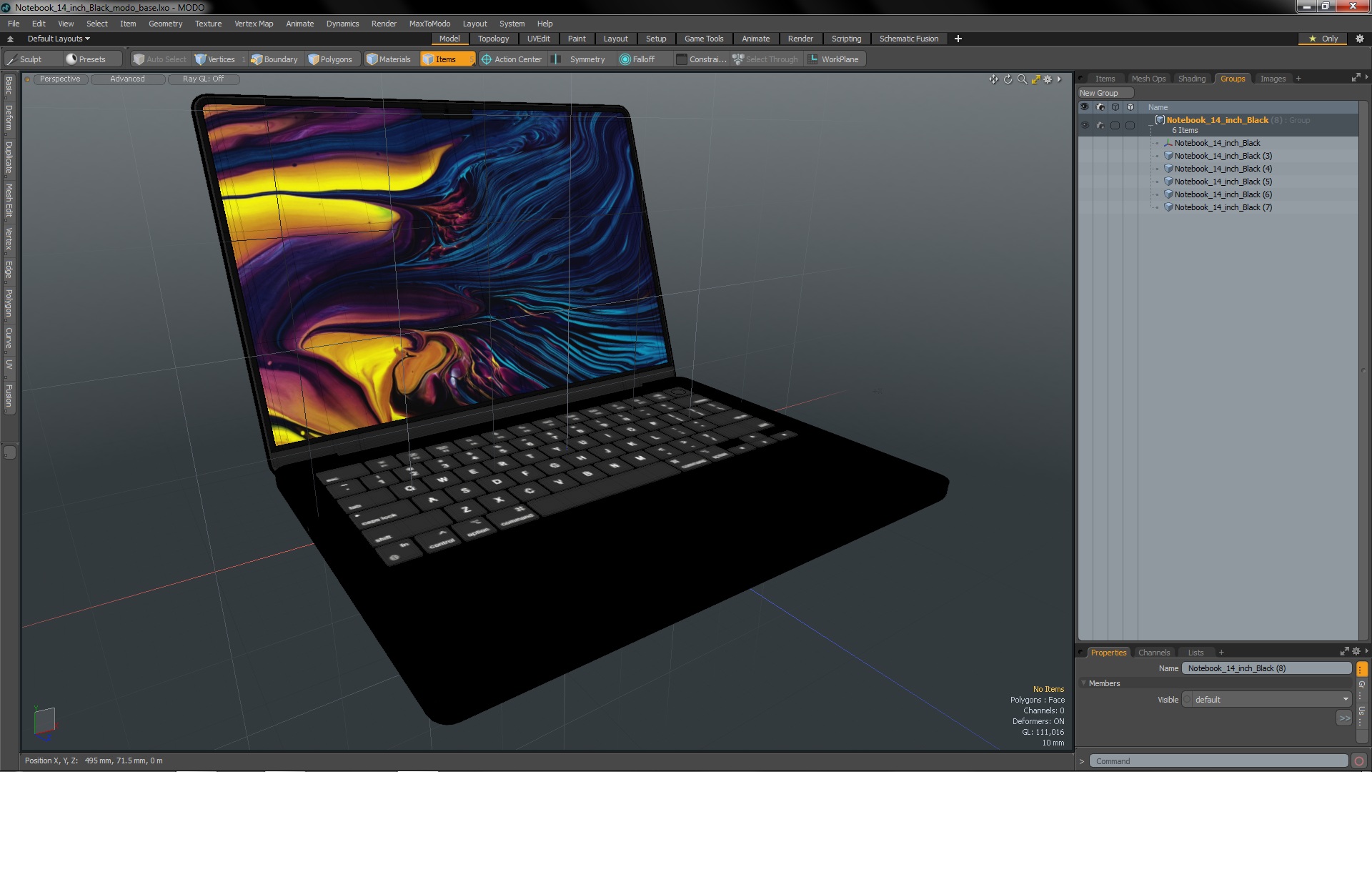 Notebook 14 inch Black 3D