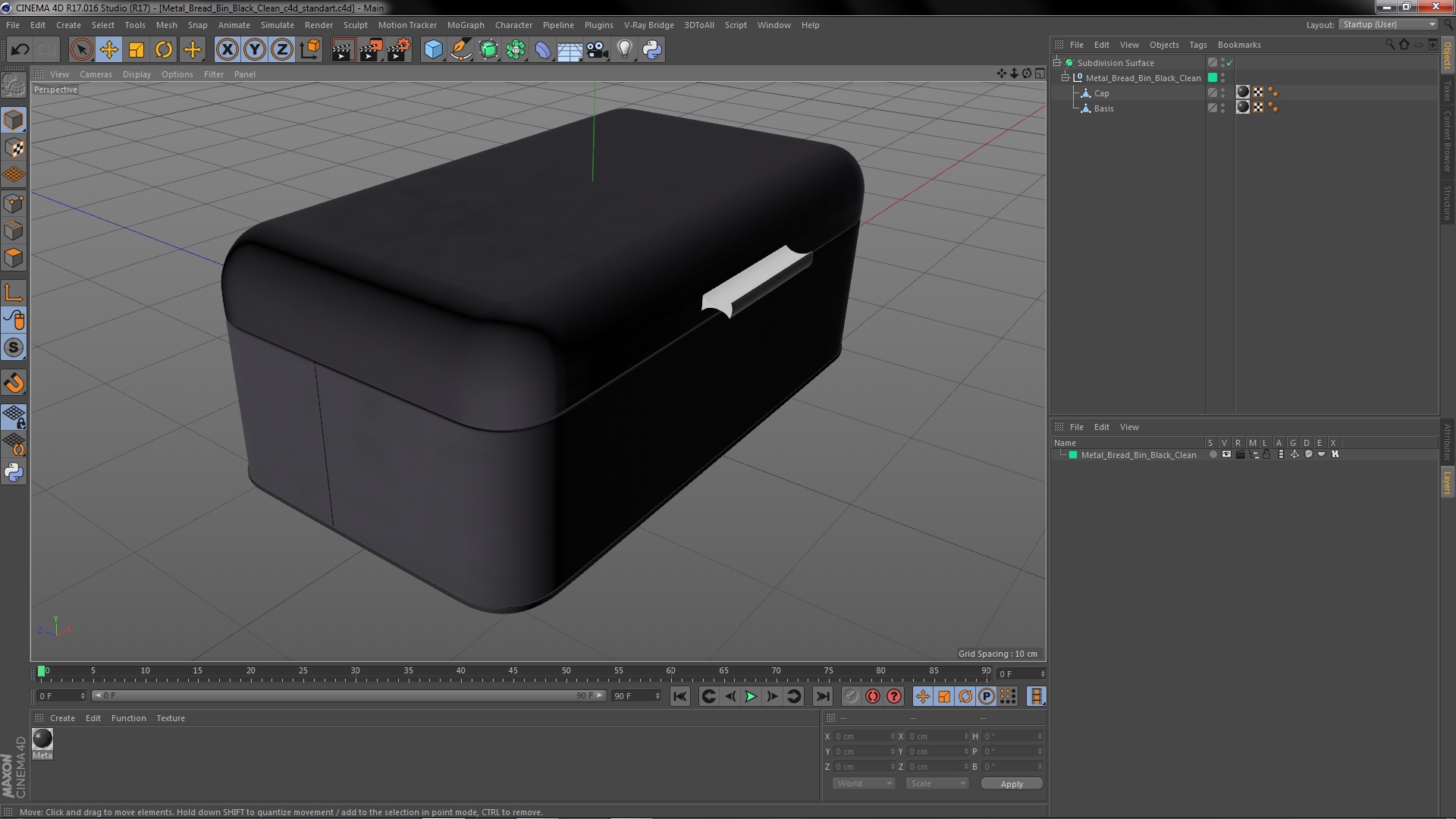 Metal Bread Bin Black Clean 3D