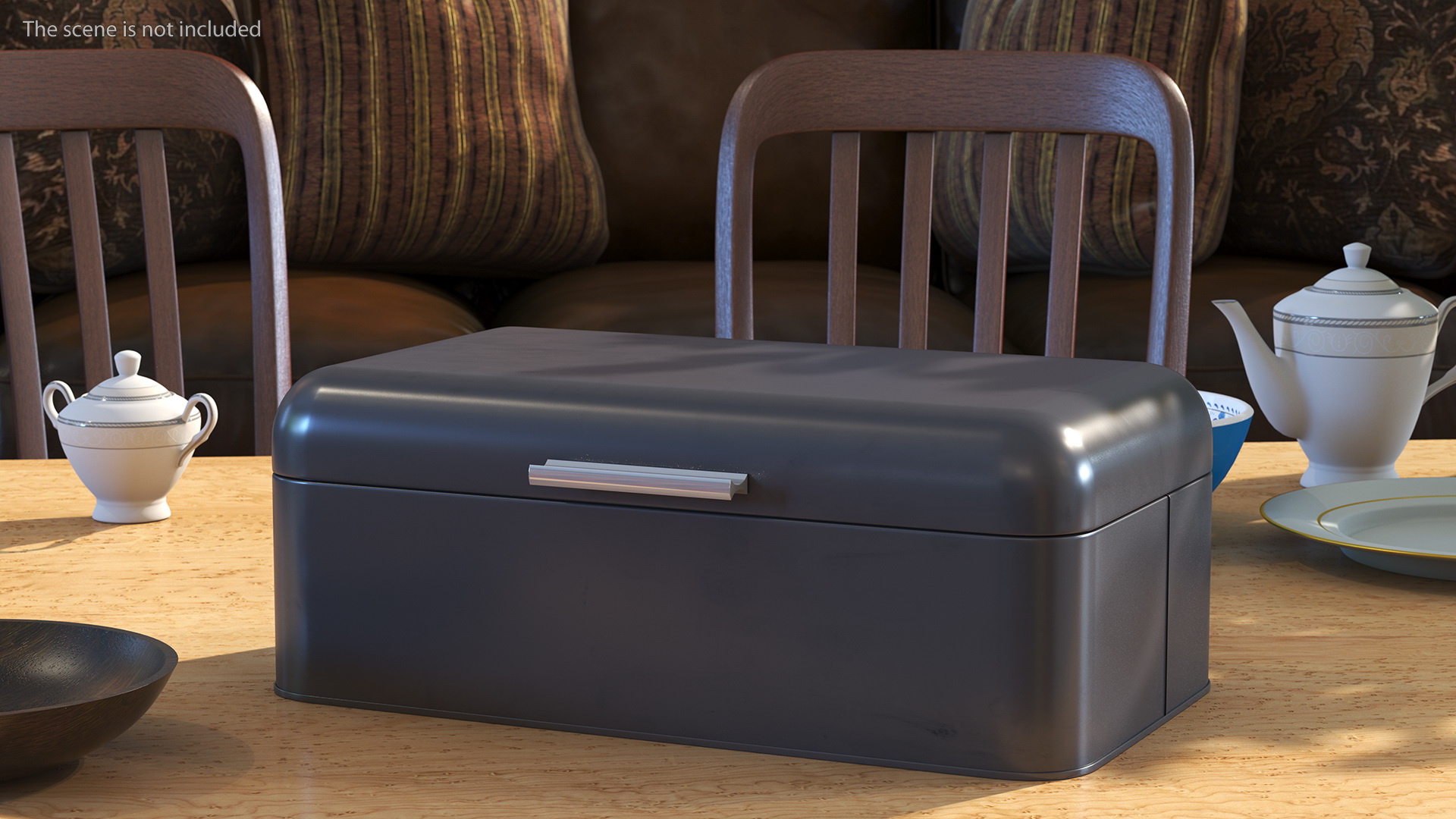 Metal Bread Bin Black Clean 3D