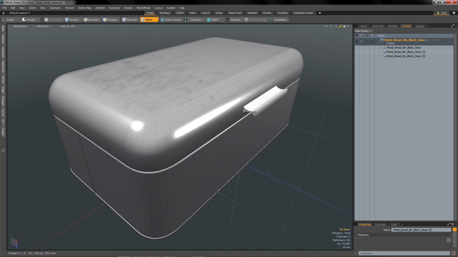 Metal Bread Bin Black Clean 3D