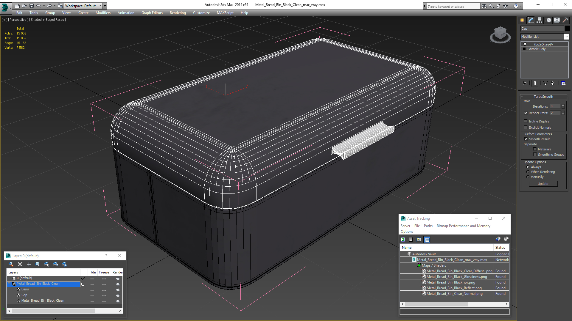 Metal Bread Bin Black Clean 3D