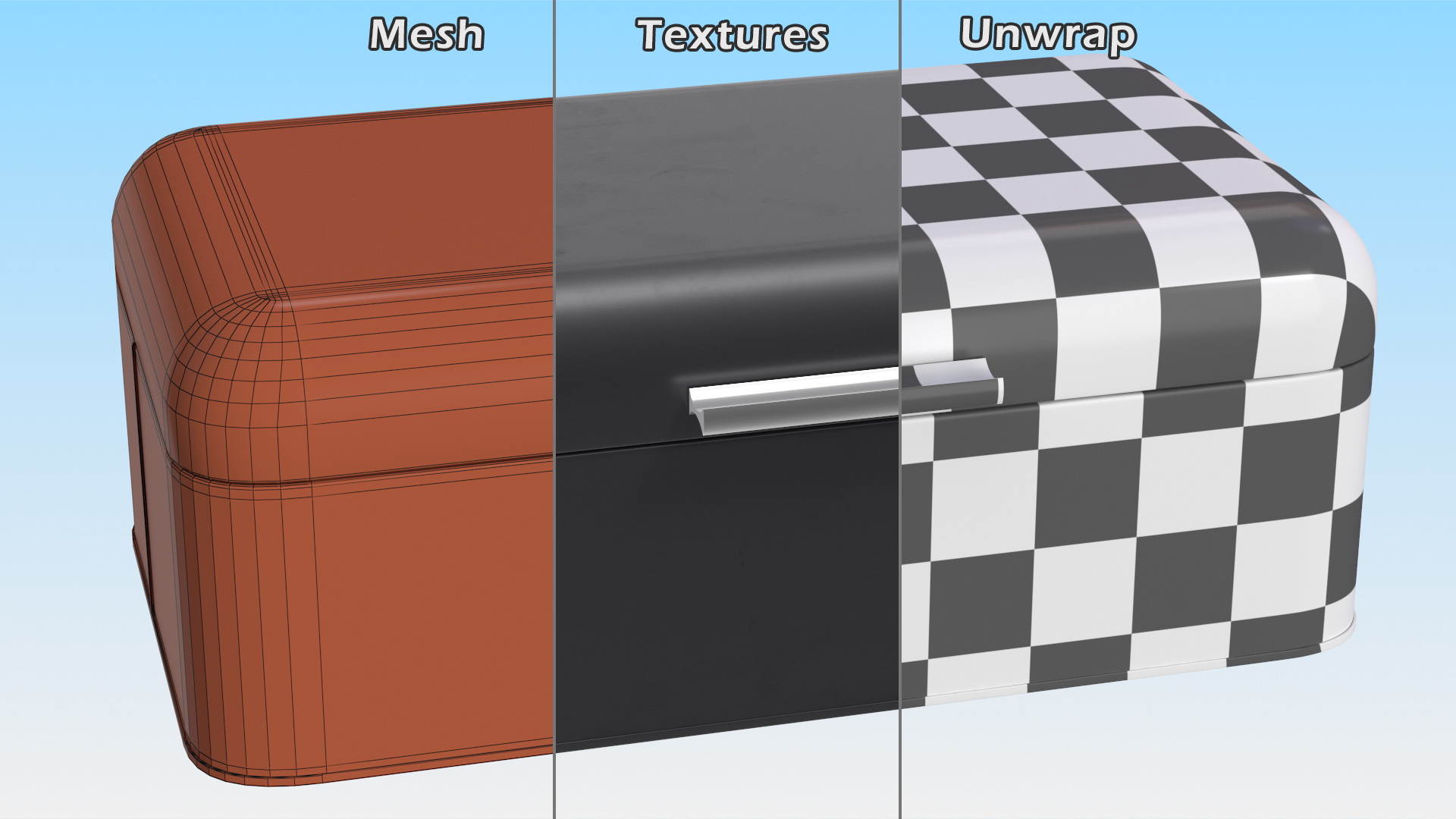 Metal Bread Bin Black Clean 3D