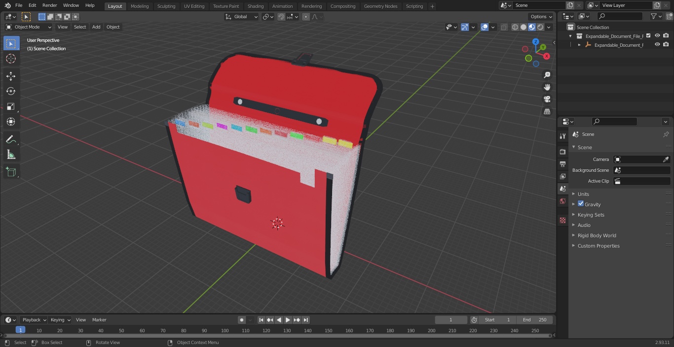 3D model Expandable Document File Folder Red Open