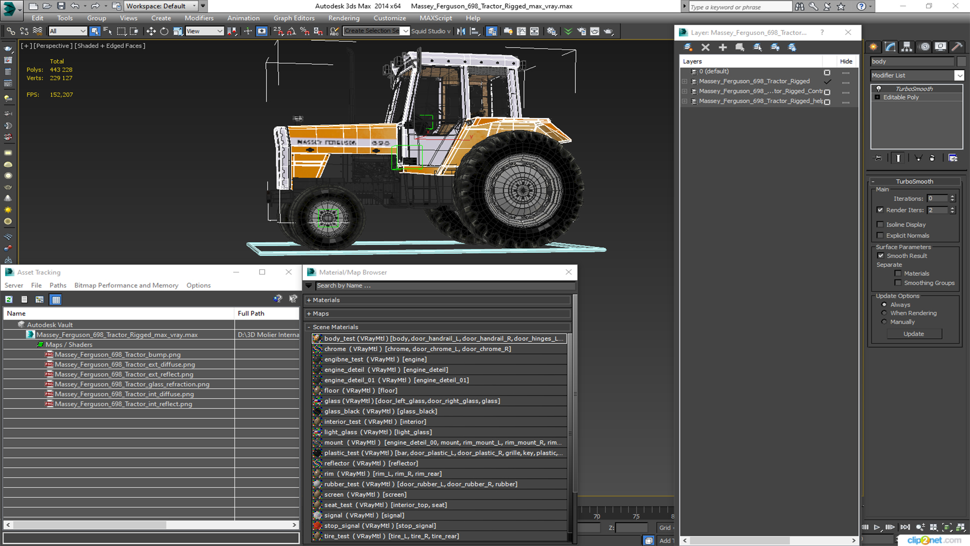 3D Massey Ferguson 698 Tractor Rigged for Maya model