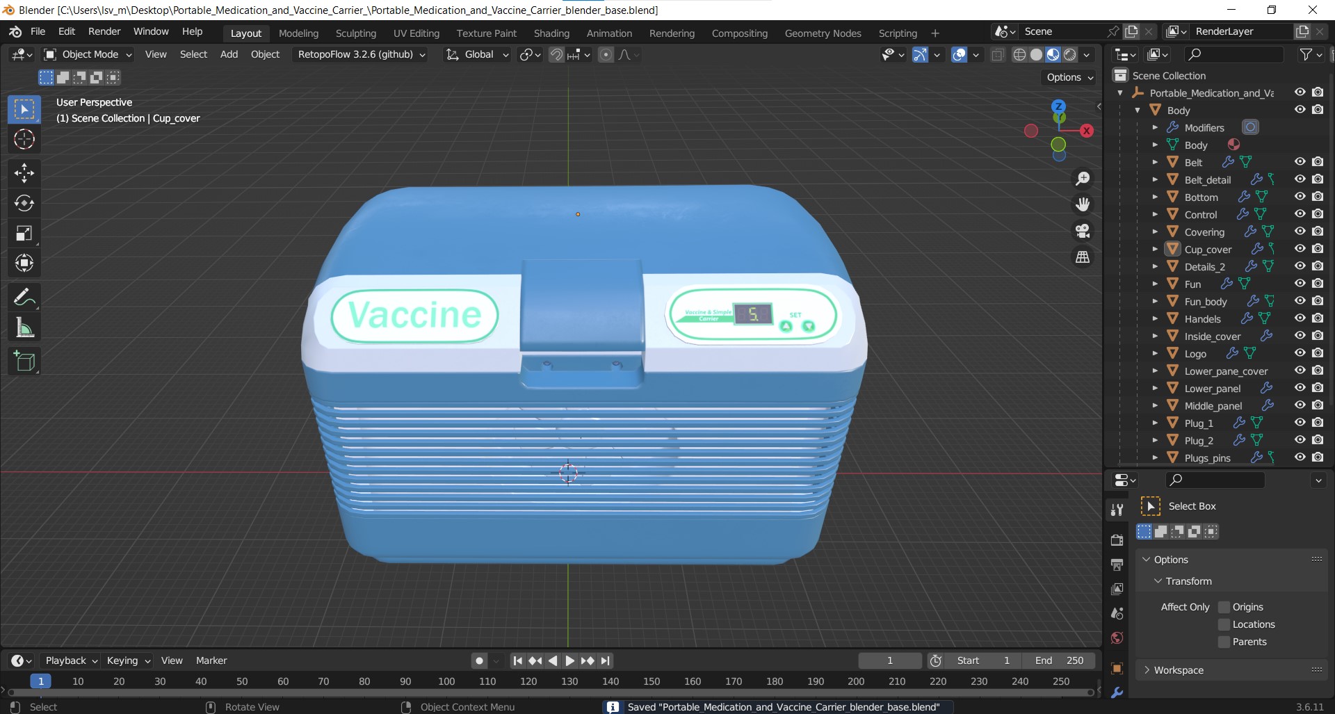 Portable Medication and Vaccine Carrier 3D model