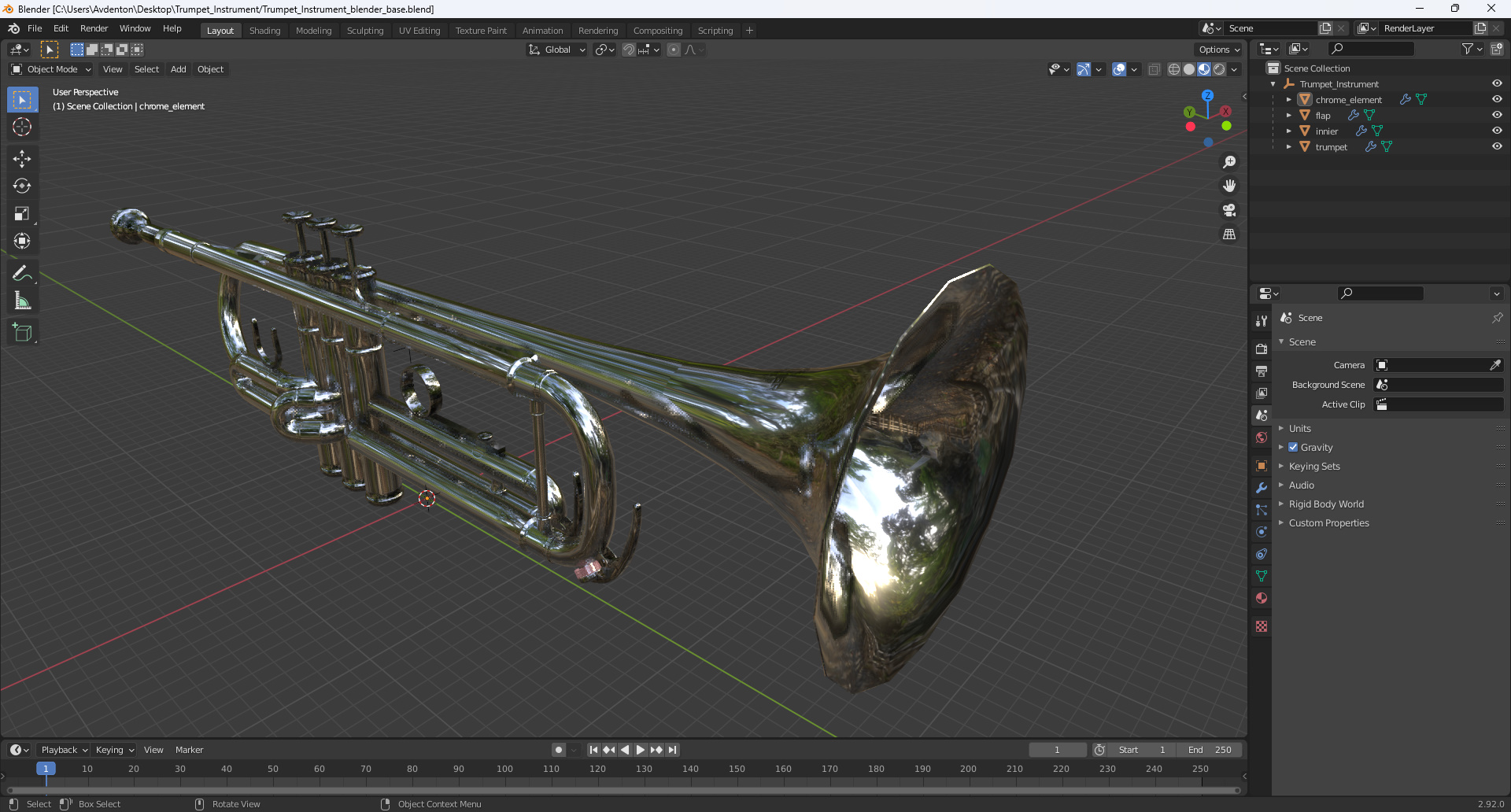 3D Trumpet Instrument model